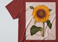 100% Cotton Tee – Regular Fit – Unisex – Minimalist Sunflower Botanical Print