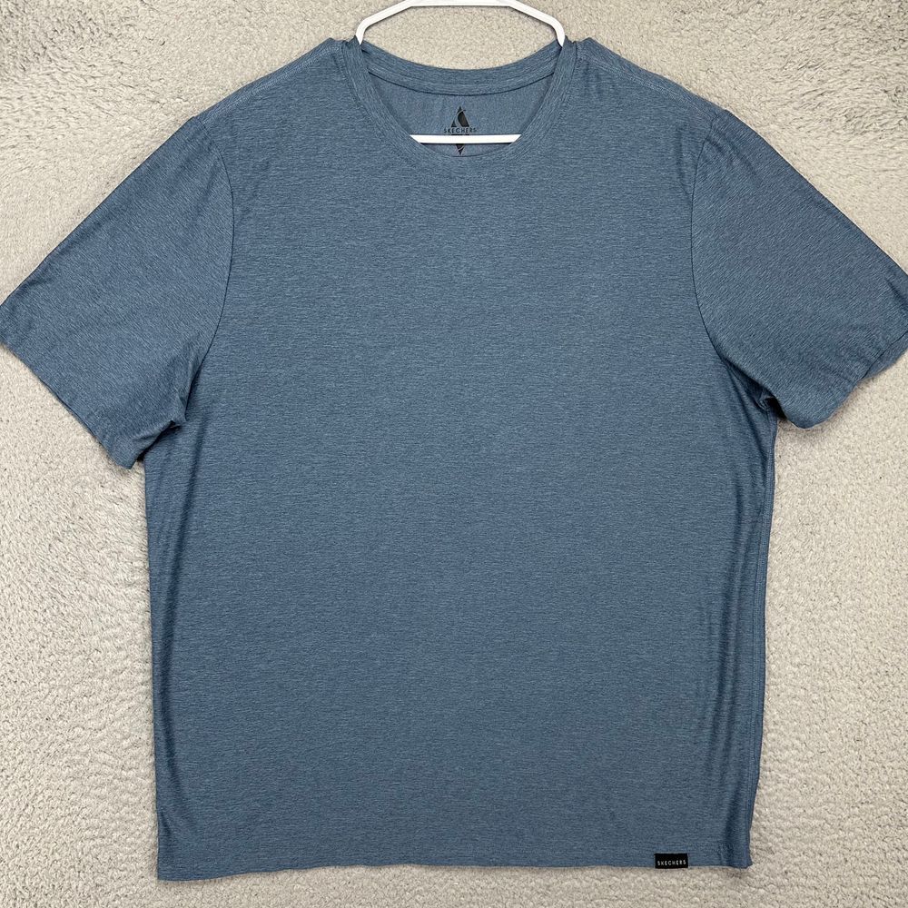 Skechers Shirt Adult XL Navy Blue Workout Gym Exercise T-Shirt Short Sleeve Mens gallery