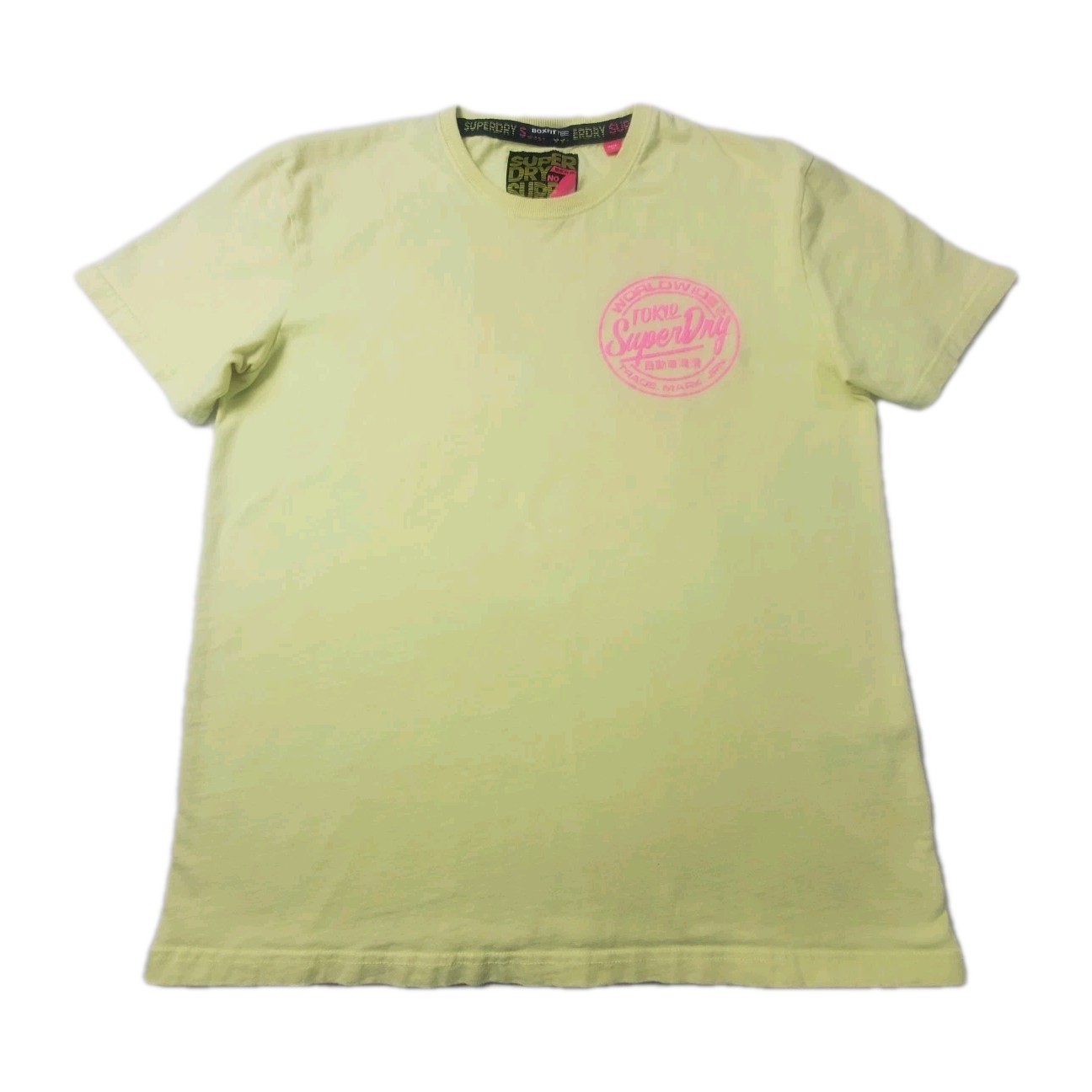 Superdry Tokyo Worldwide Shirt Mens XL Yellow Pink Short Sleeve Casual Adult Tee gallery