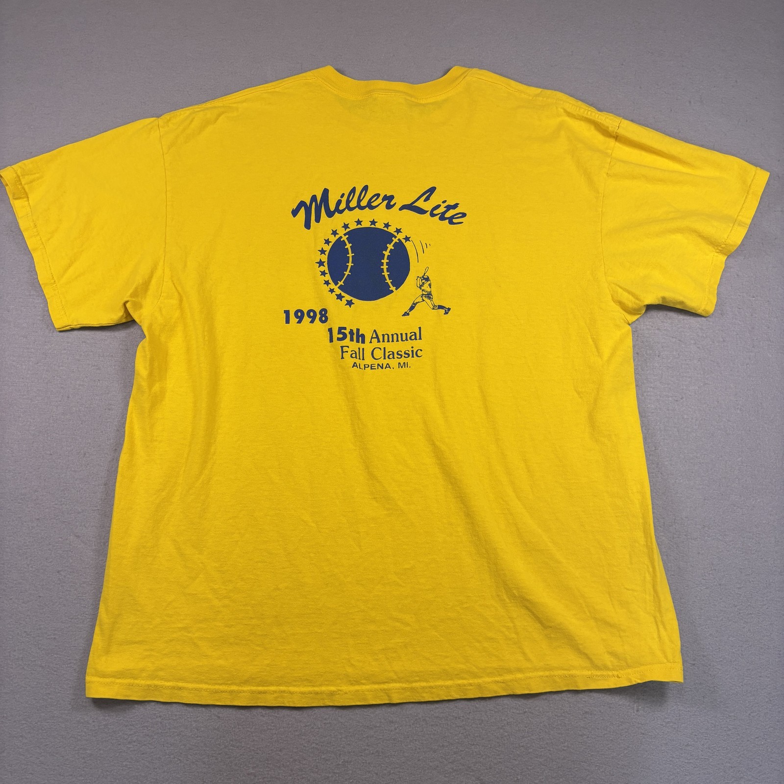 Delta Pro Weight T-Shirt Men's XXL Yellow Miller Time Beer Promo Spellout gallery