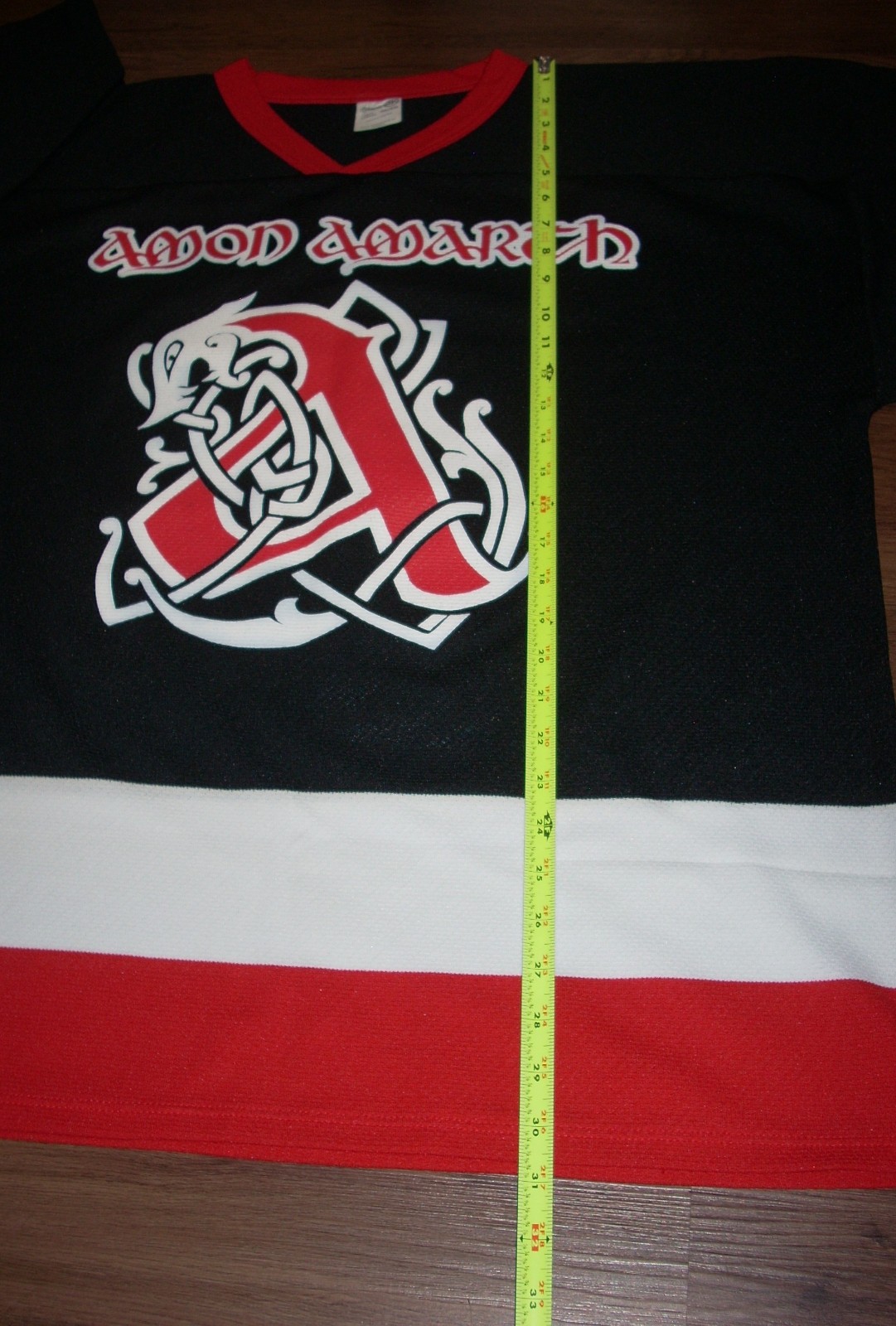 Amon Amarth Viking 11 - X-LARGE Band Logo Hockey Jersey - Canada Red White Black gallery