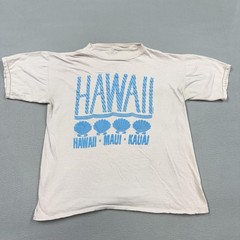 Vintage Poly Tees Shirt Mens Large White Hawaii Maui Kauai Graphic 1988 Beach