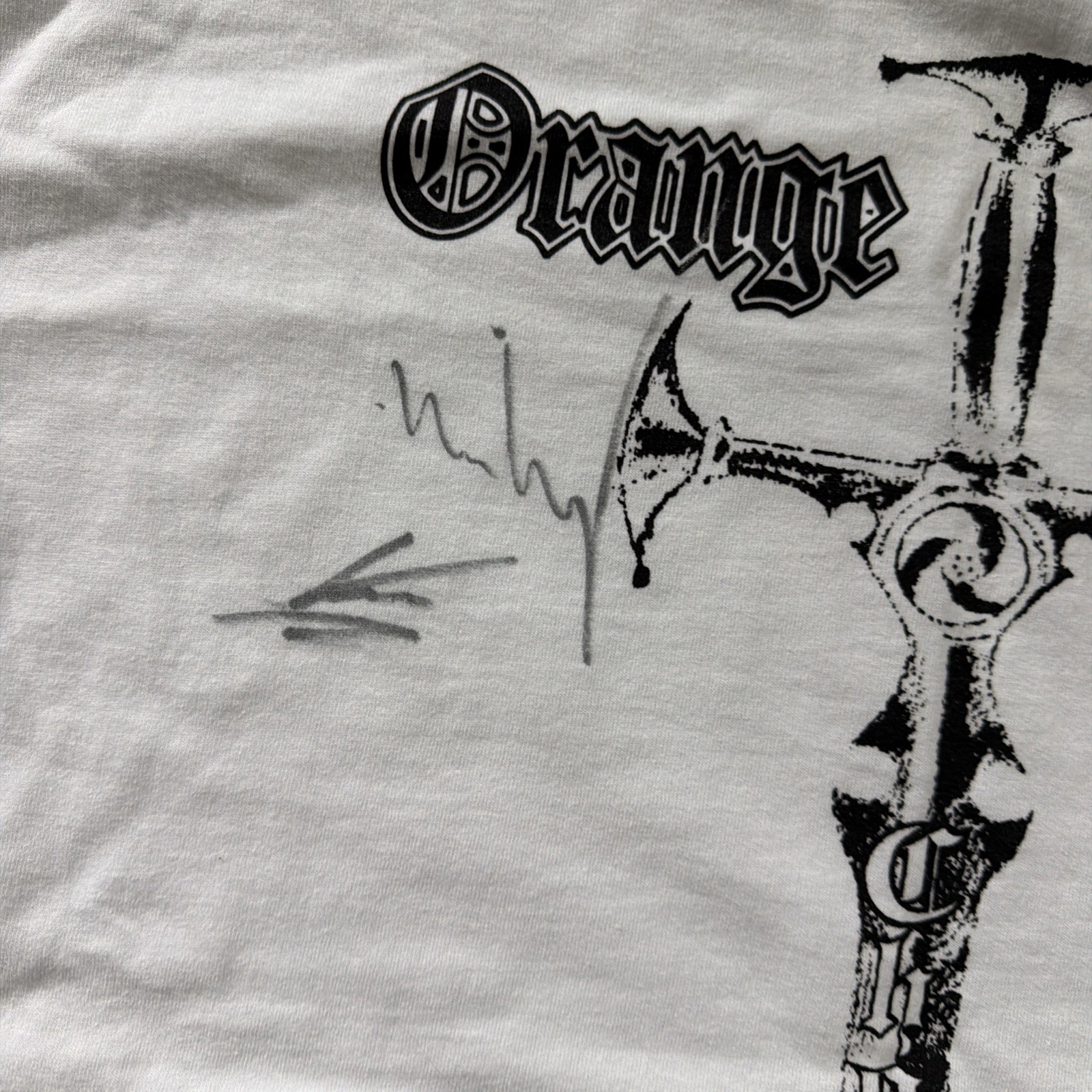 Vintage Y2K OCC Orange County Choppers Sword Mens White Shirt L READ Singed? gallery