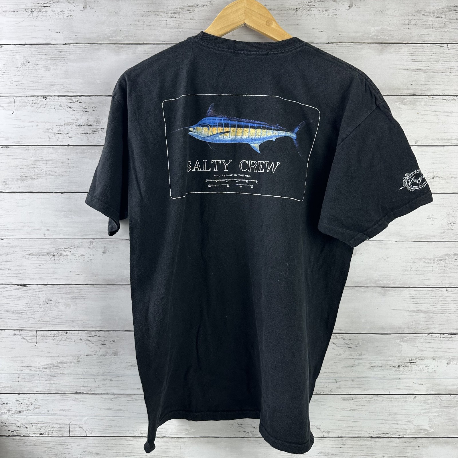 Salty Crew T-Shirt Mens Large Black Graphic Fish Tuna Beach Short Sleeve Tee