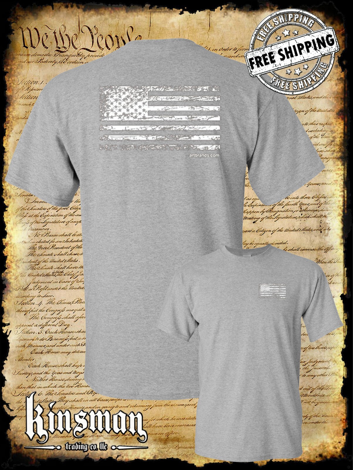 United States Flag Distressed Logo 2-Sided T-Shirt USA gallery