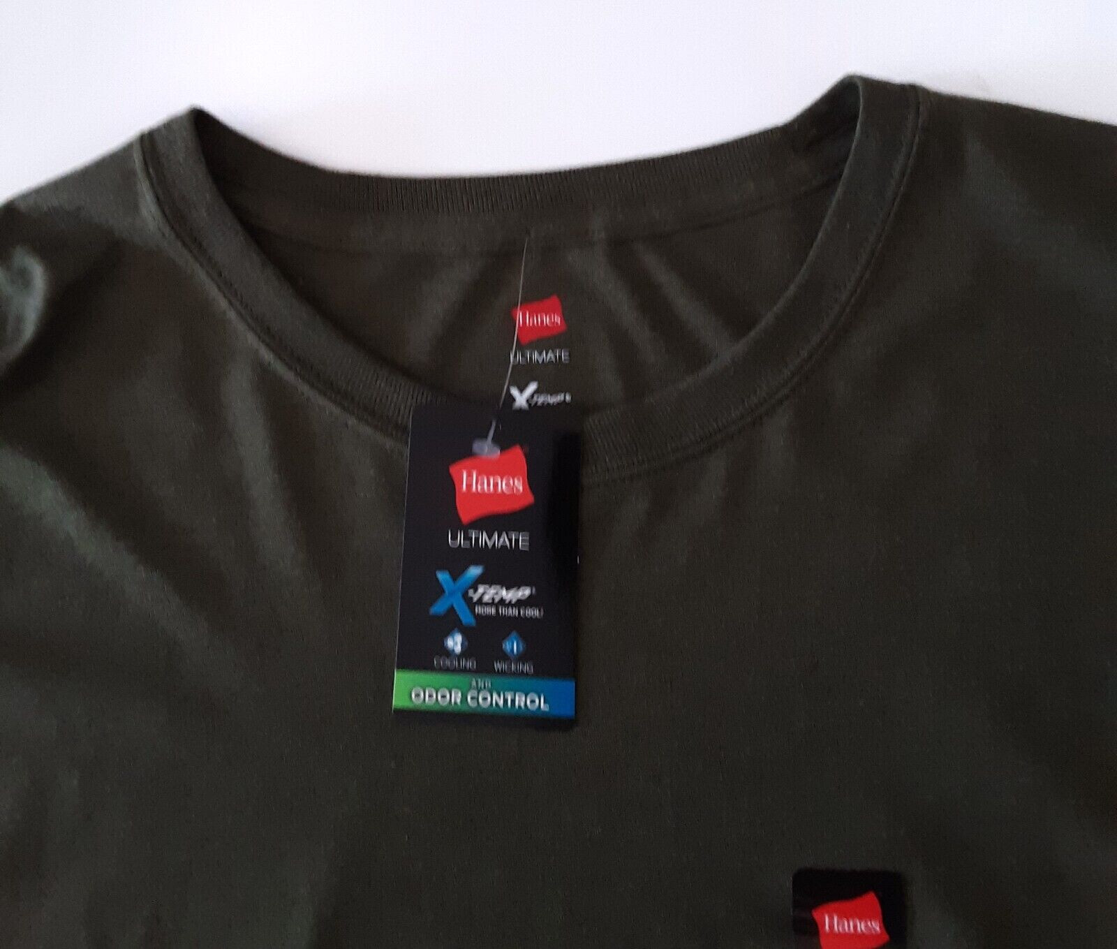 Hanes Mens Ultimate X-Temp T-Shirt Size XL Crew Neck Short Sleeve Heather Green gallery