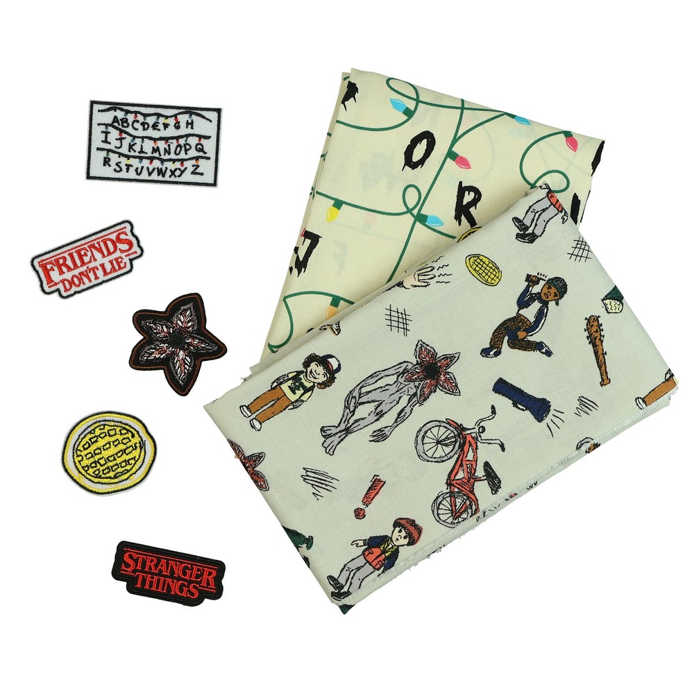 Stranger Things DIY Fabric Kit 2 Different Fabrics Both 43″x 36″ and 5 Patches