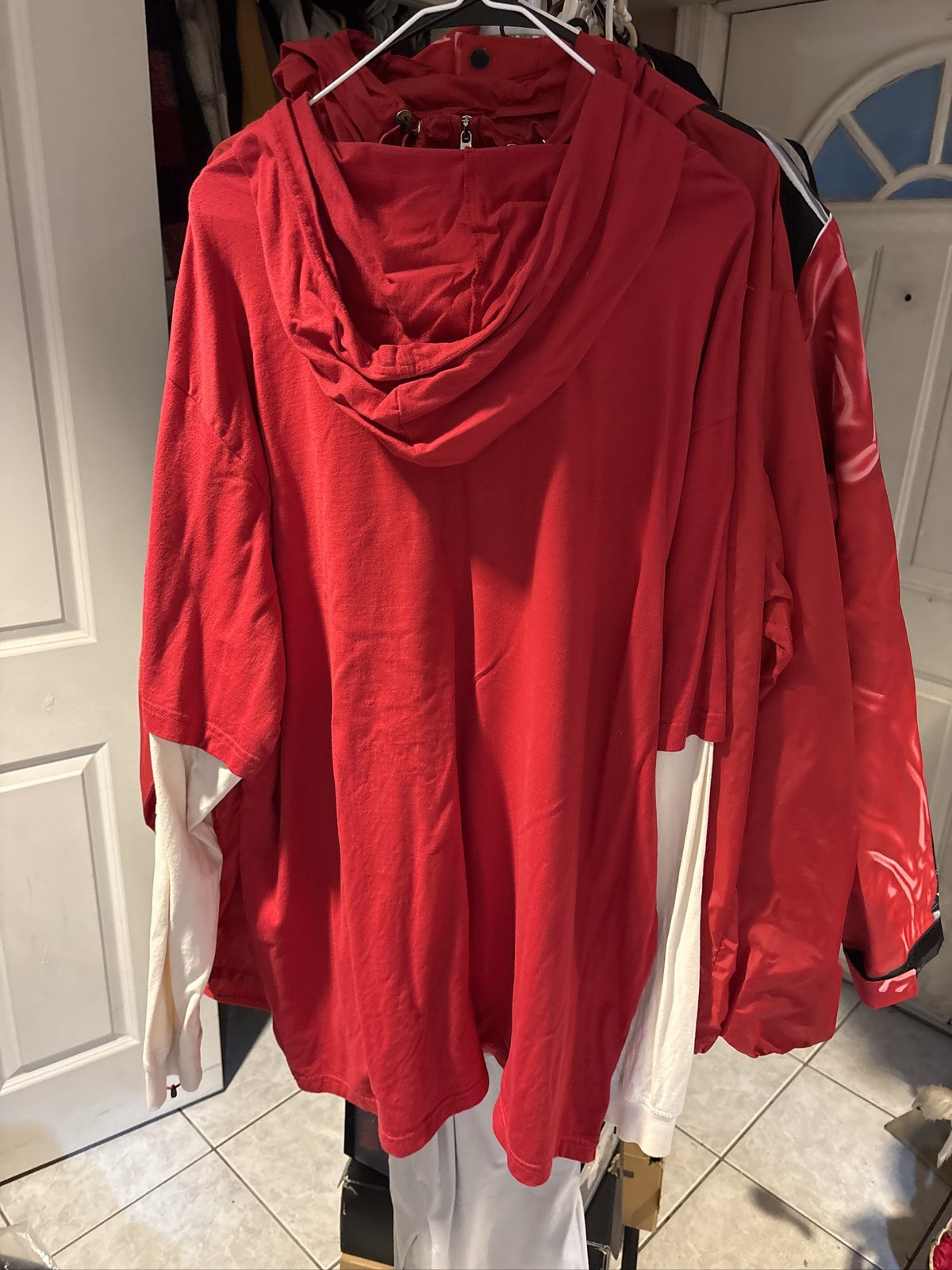 Supreme Layered Hooded LS Shirt Jersey Hoodie Red exclusive XXL gallery