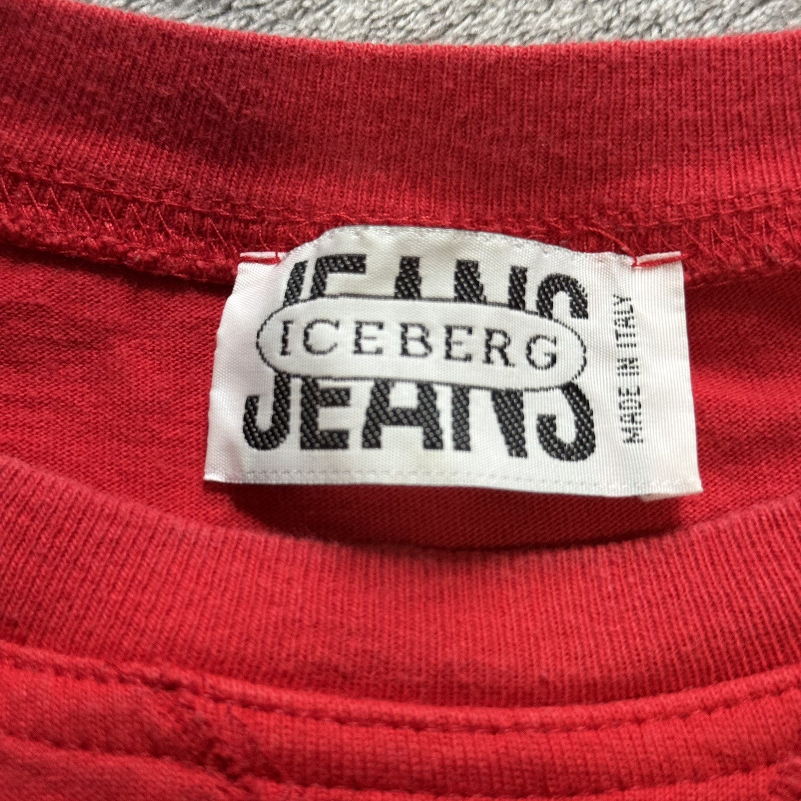 Vintage Iceberg Jeans Red Long Sleeve T Shirt Double Sided Donald Duck Rap RARE gallery