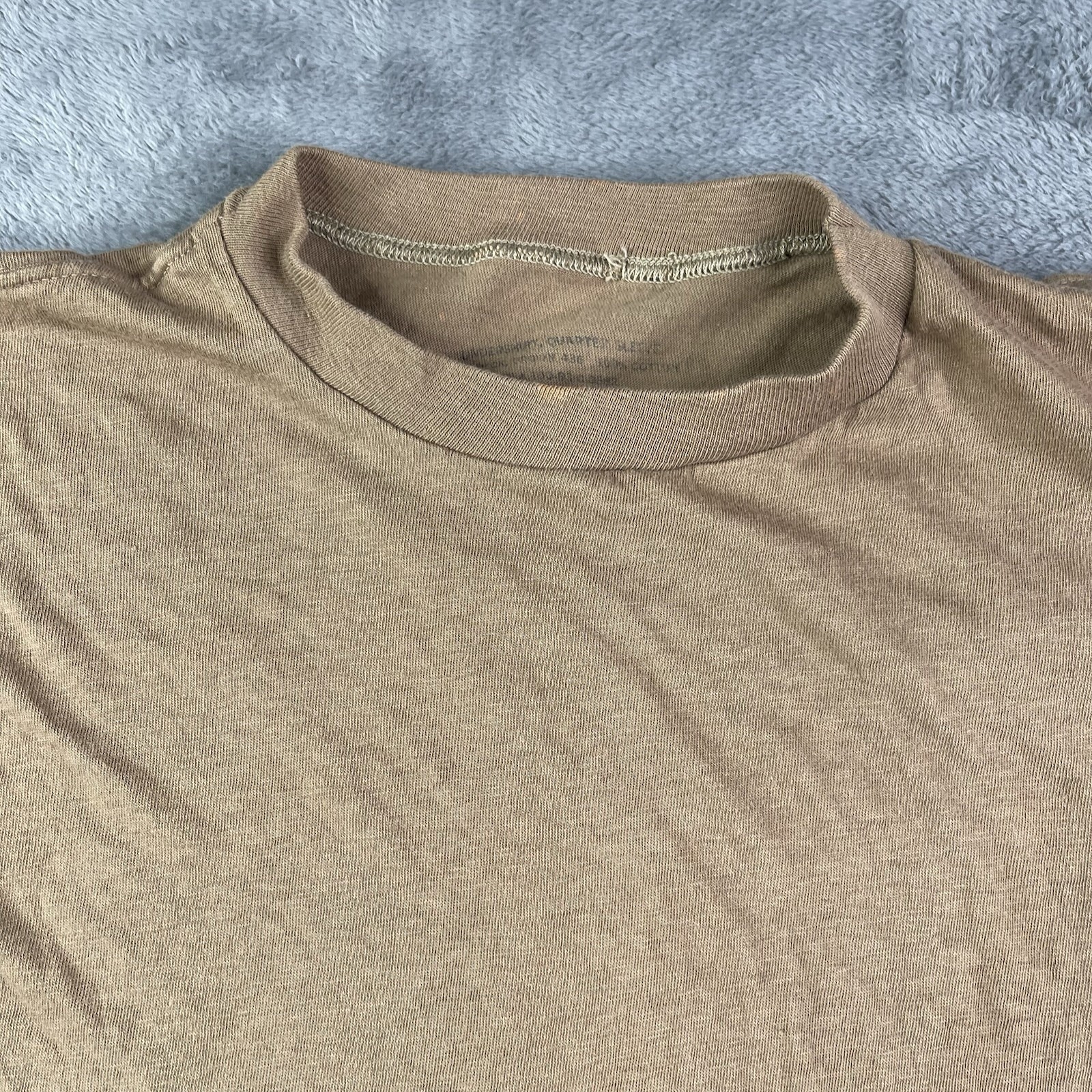 Vintage Paper Thin T Shirt Men Small Brown 80s US Military Thrashed Blank Grunge gallery