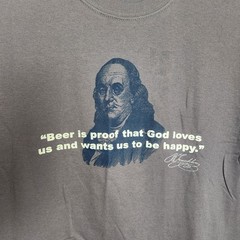 Benjamin Franklin Beer Quote Graphic T-Shirt Charcoal Gray Vintage Style Mens M