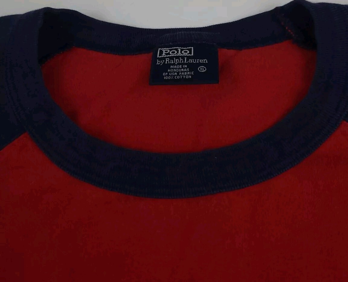 Vintage Polo Ralph Lauren Raglan 2 Tone T Shirt Pony Logo RL Sport USA Vtg 90s gallery