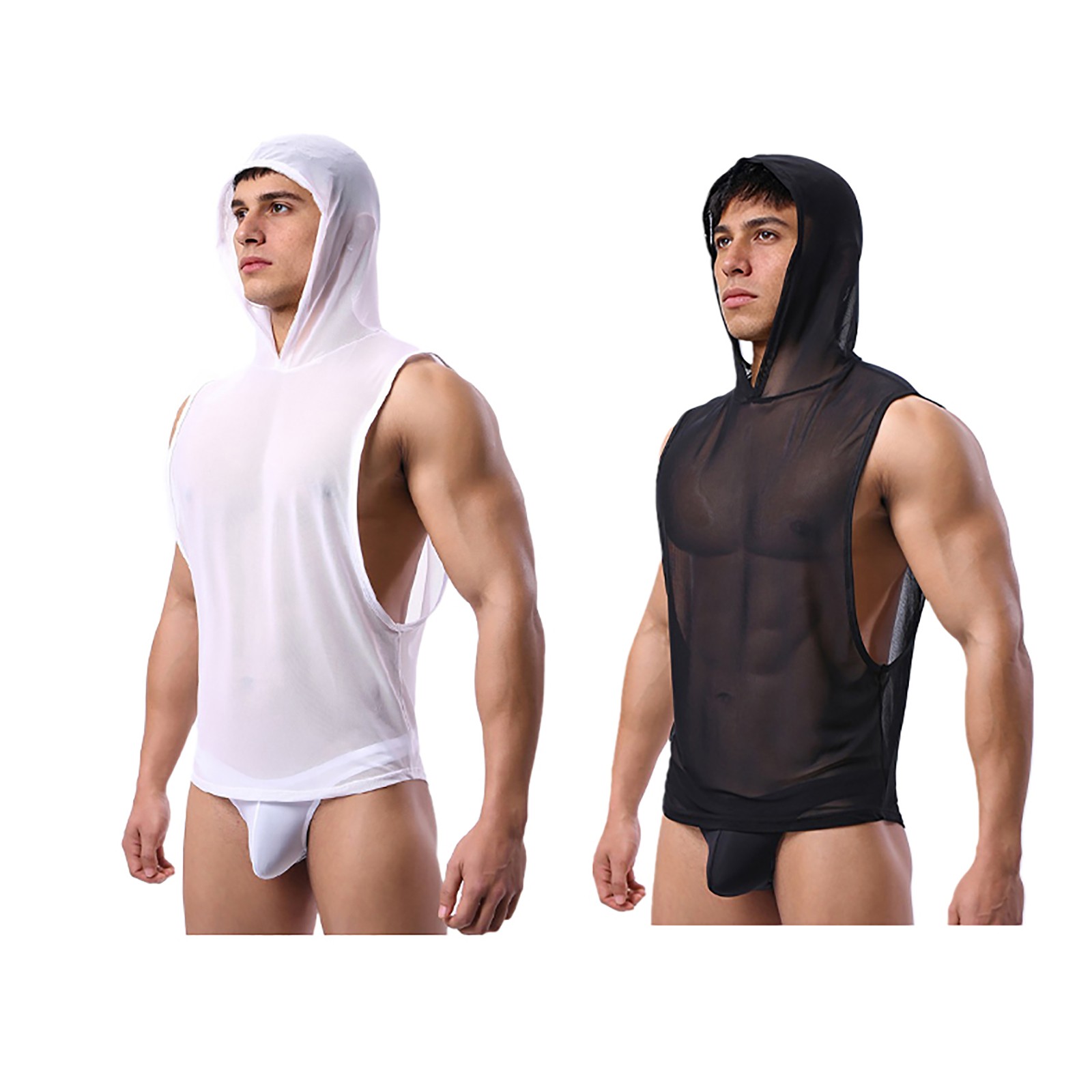 Men's Tank Top Basic T-Shirt Breathable Shirts Nightclub Undershirts Sheer Vest gallery