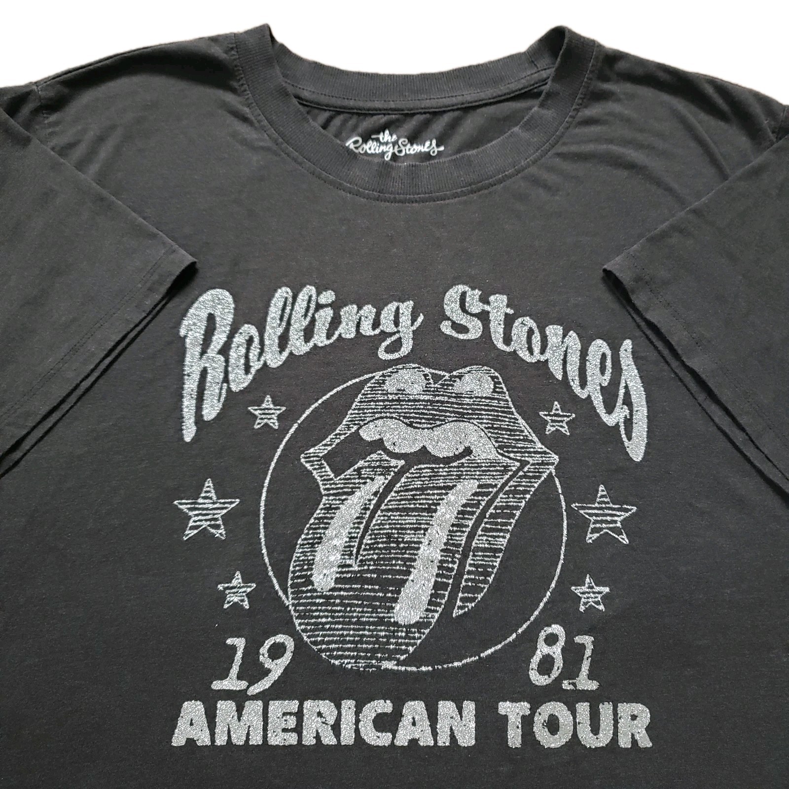 2024 Rolling Stones American Tour 81 Glitter Size XL Mens Dark Gray T-Shirt Rock
