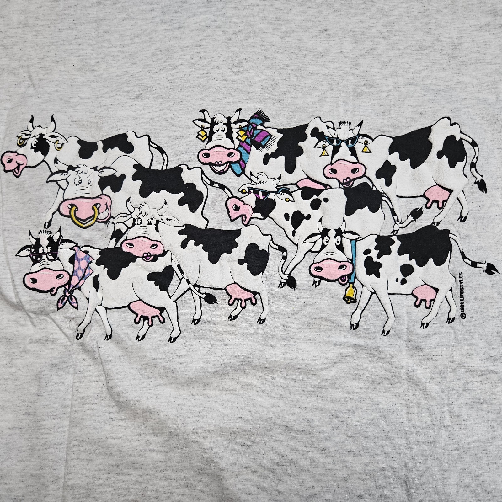 VTG NOS 90s Single Stitch Mens XL Cotton T-Shirt Humerous Cows Graphic Wisconsin gallery