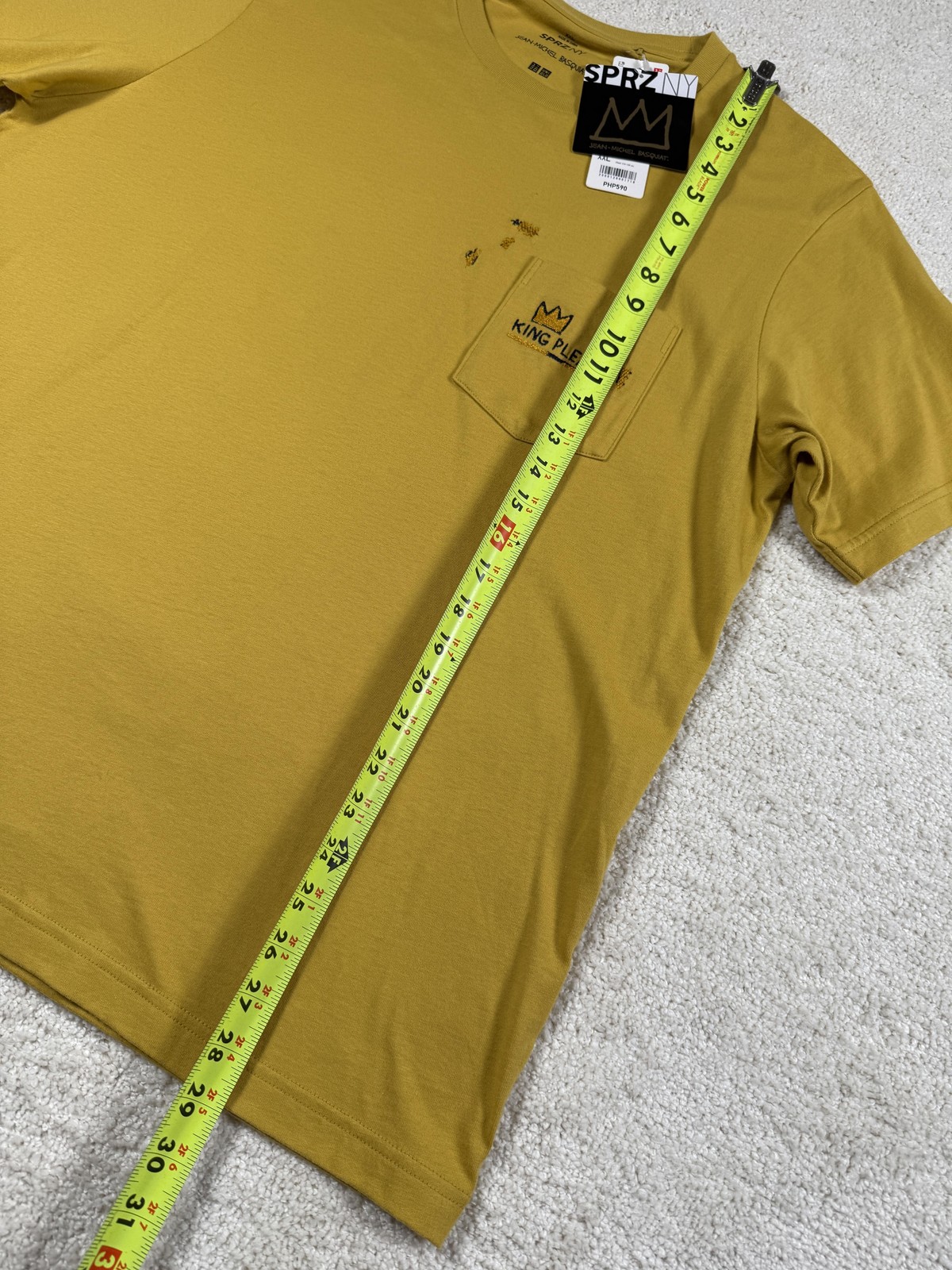 Uniqlo SPRZ NY Basquiat Shirt Mens 2XL Yellow King Pleasure Pocket Graphic Tee gallery
