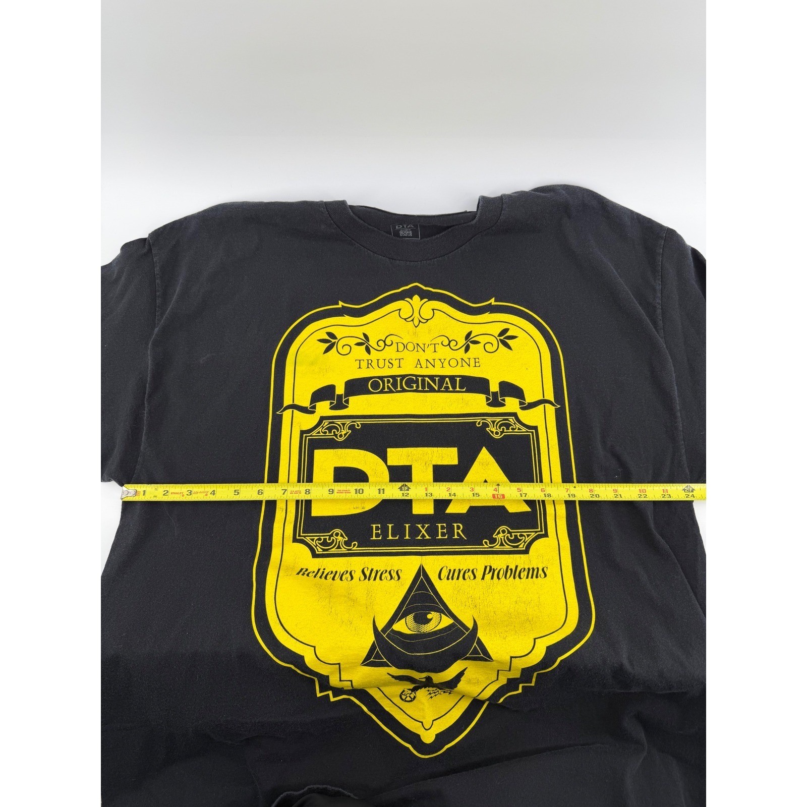 DTA Elixer Graphic T-Shirt XXL Rogue Status Black Yellow Print Streetwear GUC gallery