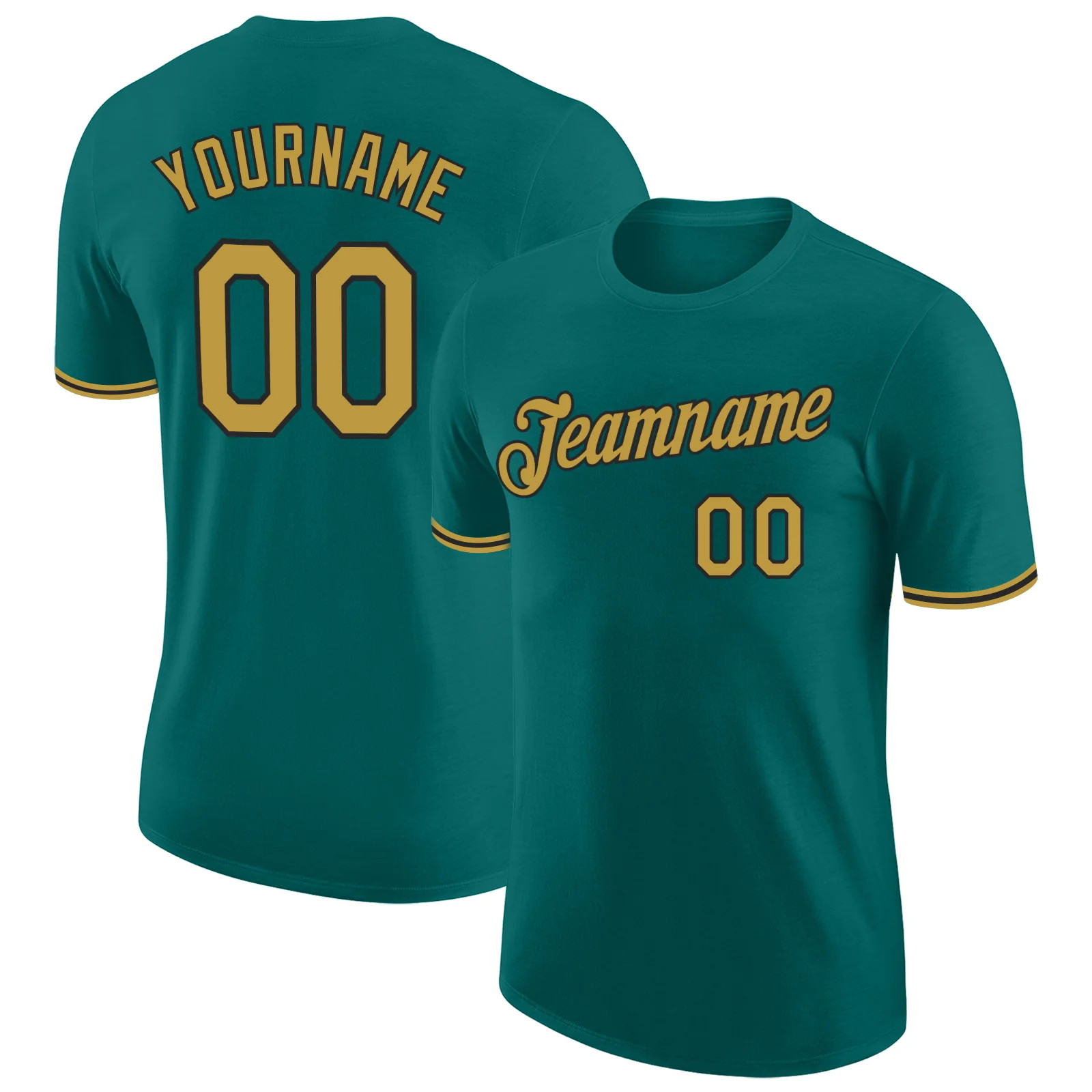 Custom Teal Old Gold Performance T-Shirt Personalized Team Jersey Gift for Men gallery