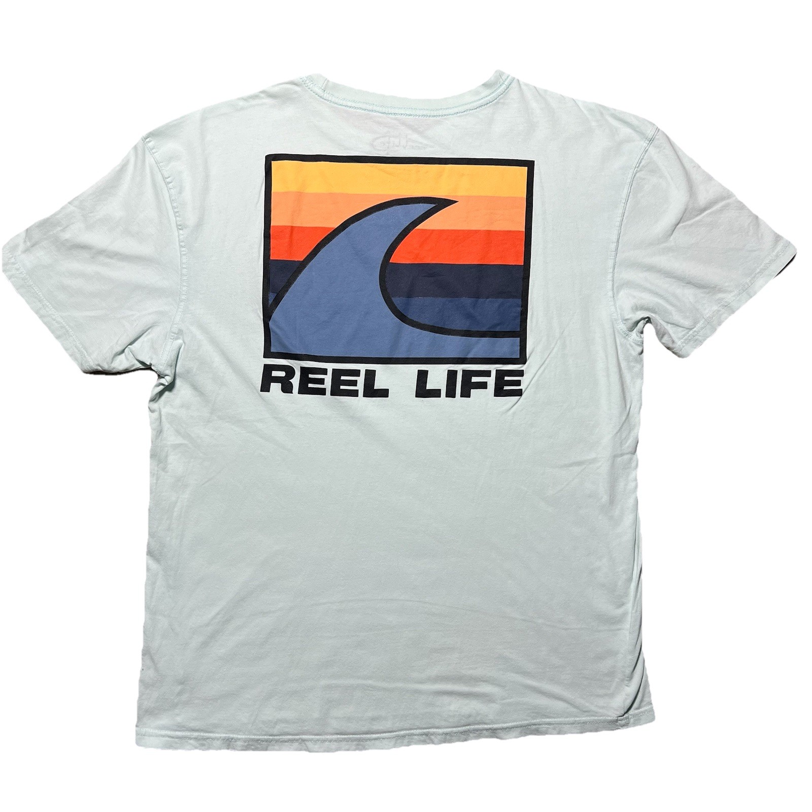 Reel Life Fishing T Shirt Mens XL Blue Wave Sunset Logo Graphic Outdoor gallery