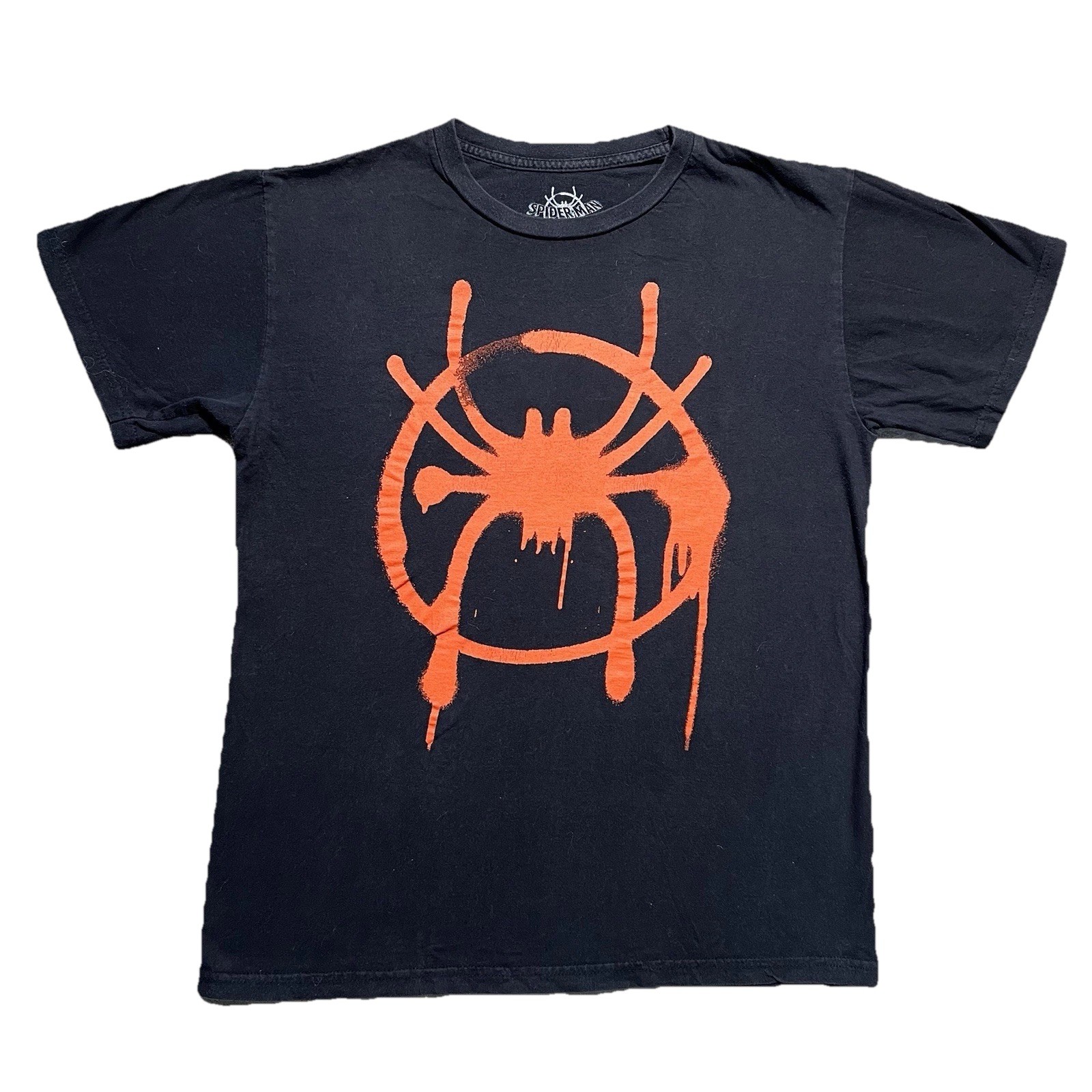 Spider Man T Shirt M Black Into the Spiderverse Paint Logo Double Graphic Tee