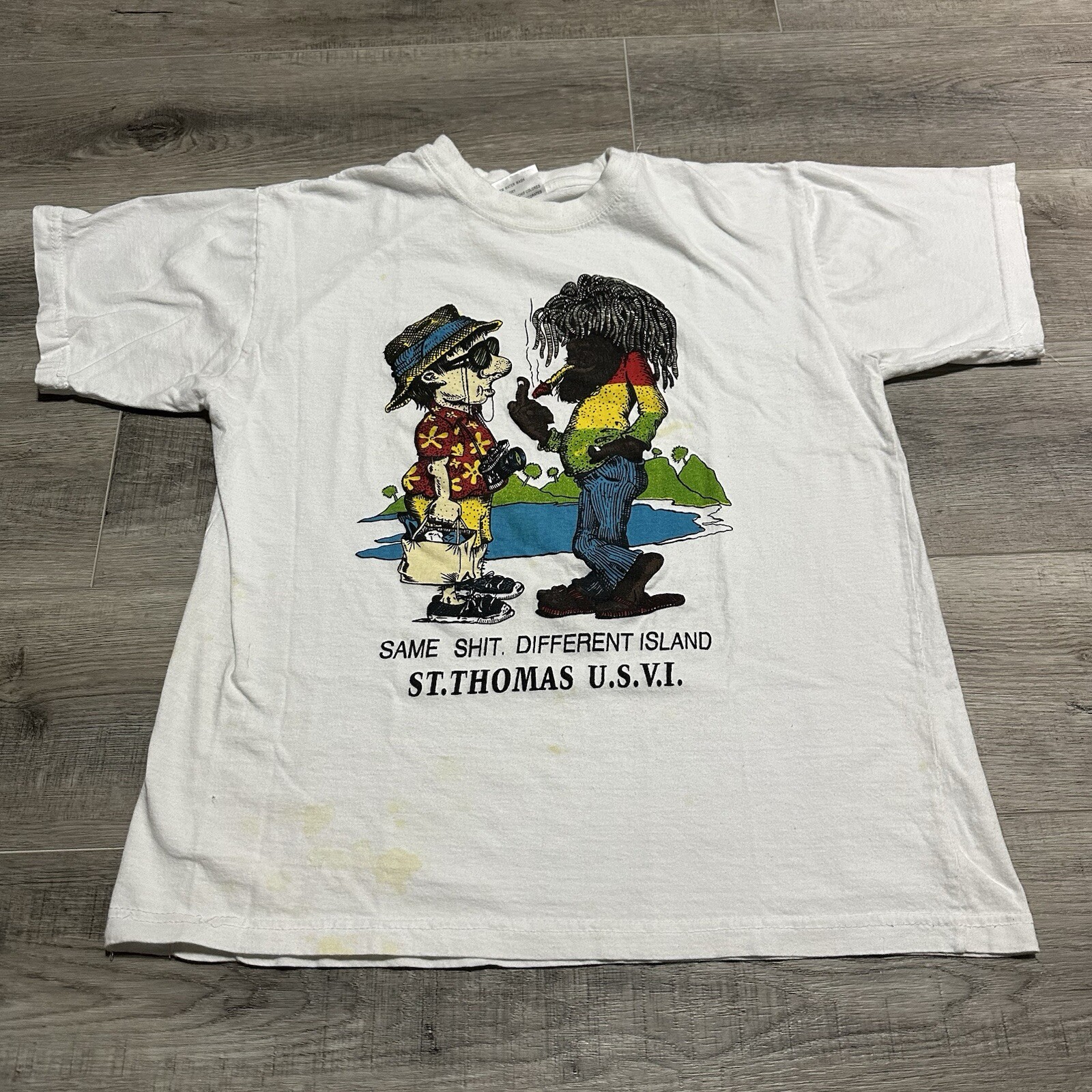 Vintage Same Sh*t Different Island Aruba Shirt Size Medium Funny Art Tee gallery