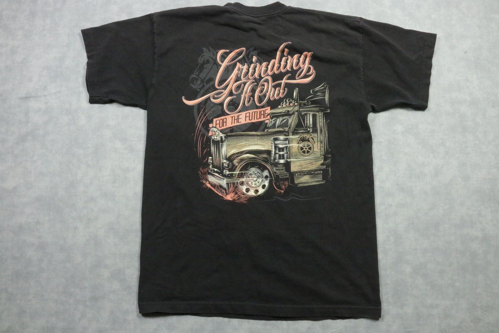Bayside Hollywood Teamsters Shirt Mens Large Black Grinding Trucker Graphic Tee gallery