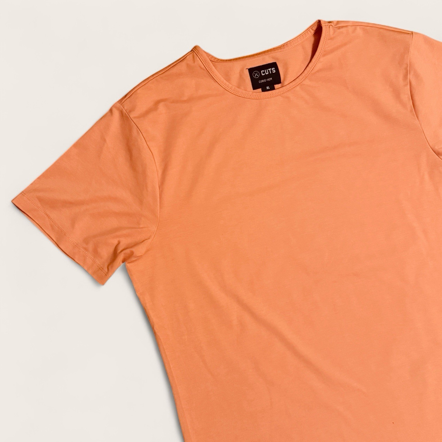 Cuts Clothing Mens XL Burnt Orange AO Curve-Hem Short Sleeve Stretch Tee PYCA gallery