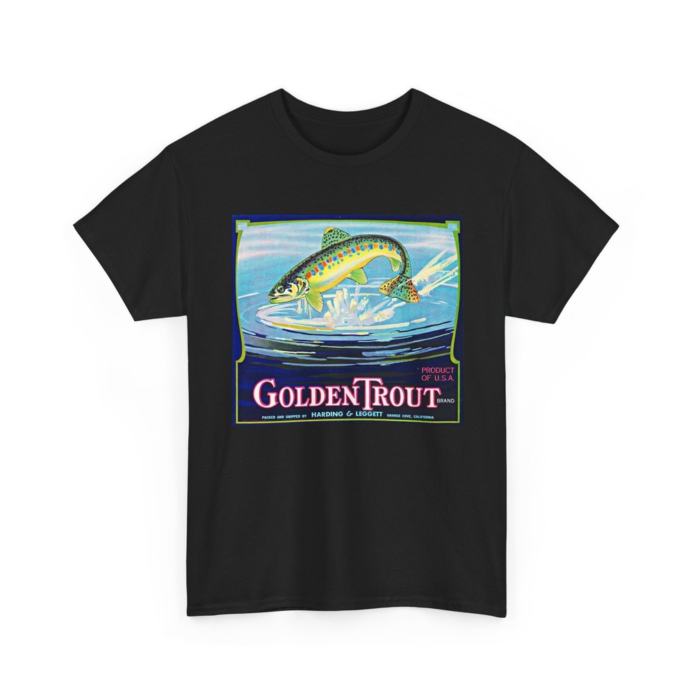 Golden Trout Crate Label Vintage Rainbow Fishing Orange Grove CA Graphic T-Shirt