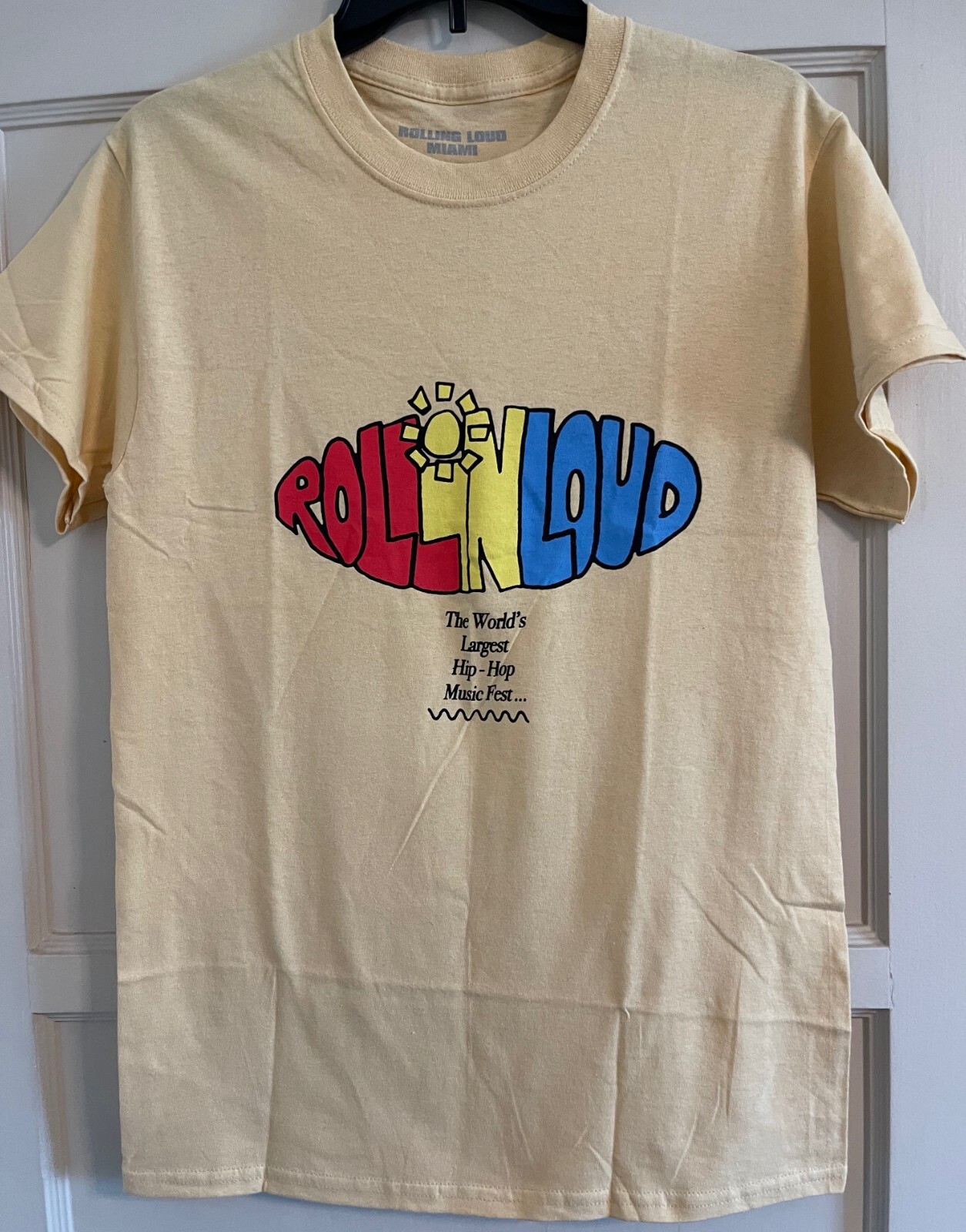 ROLLING LOUD MIAMI 2021 HIP HOP FESTIVAL PALE YELLOW TEE SHIRT, MEN'S S, NWOT gallery