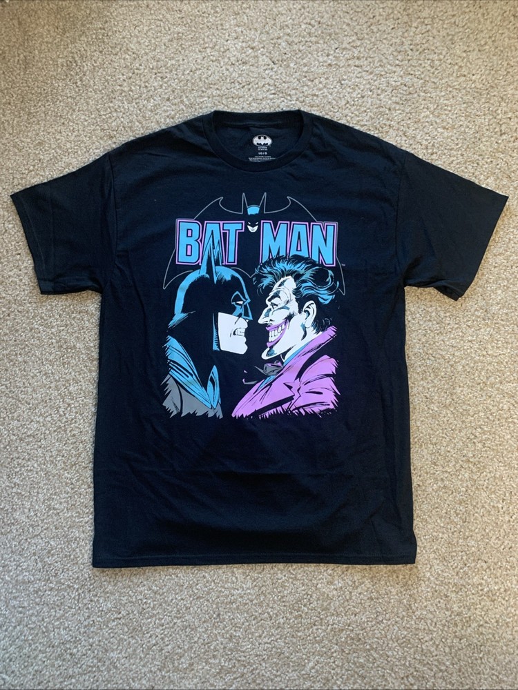 Batman and Joker DC Comics Graphic Black Retro Style T-Shirt Large
