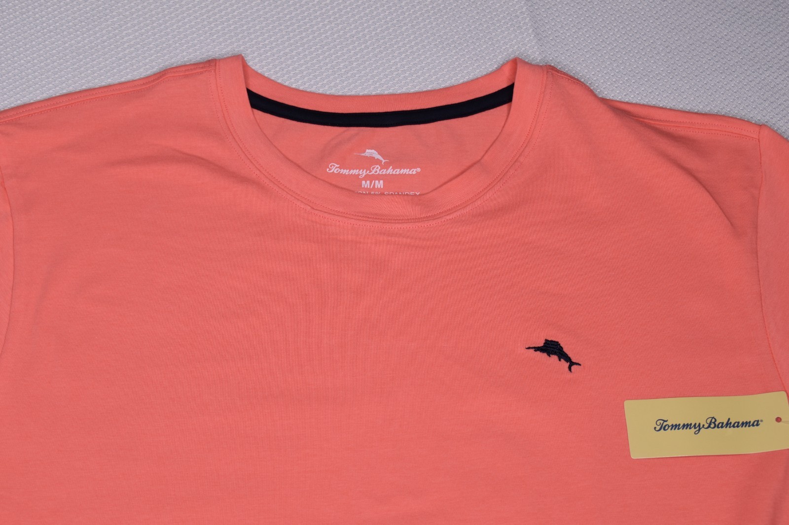NWT TOMMY BAHAMA Medium Men's Cotton Spandex Crew Neck Tee Coral gallery