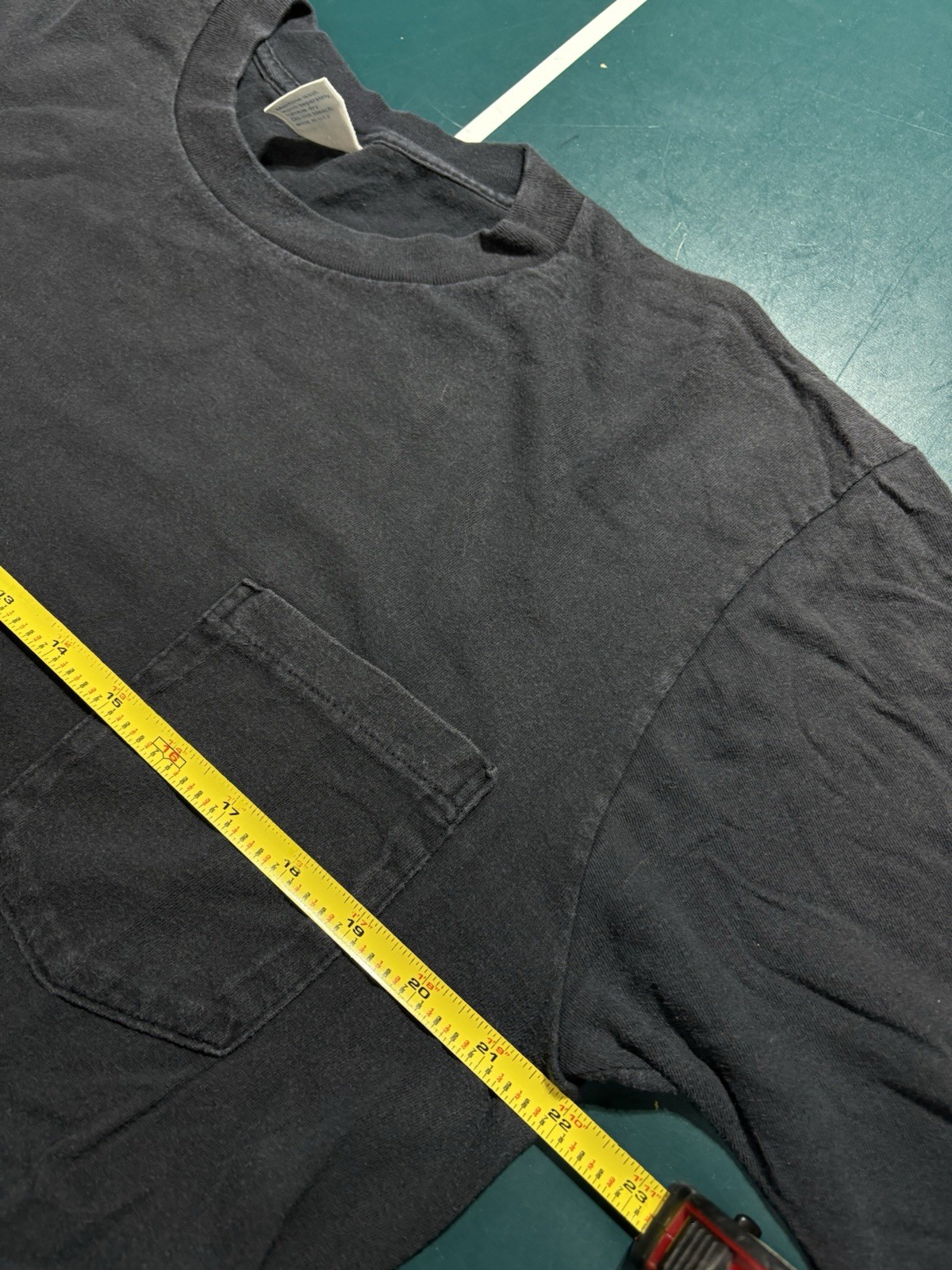 Vintage 80s JCPenney Towncraft Selvedge Pocket T-Shirt Large Black Single Stitch gallery