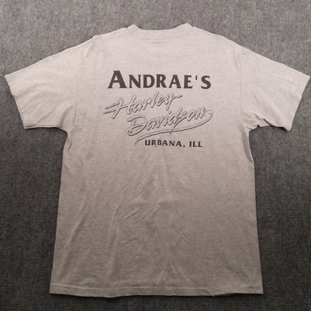 Vintage Harley Davidson T Shirt Mens L Gray Andrea's Urbana IL Motorcycles USA gallery