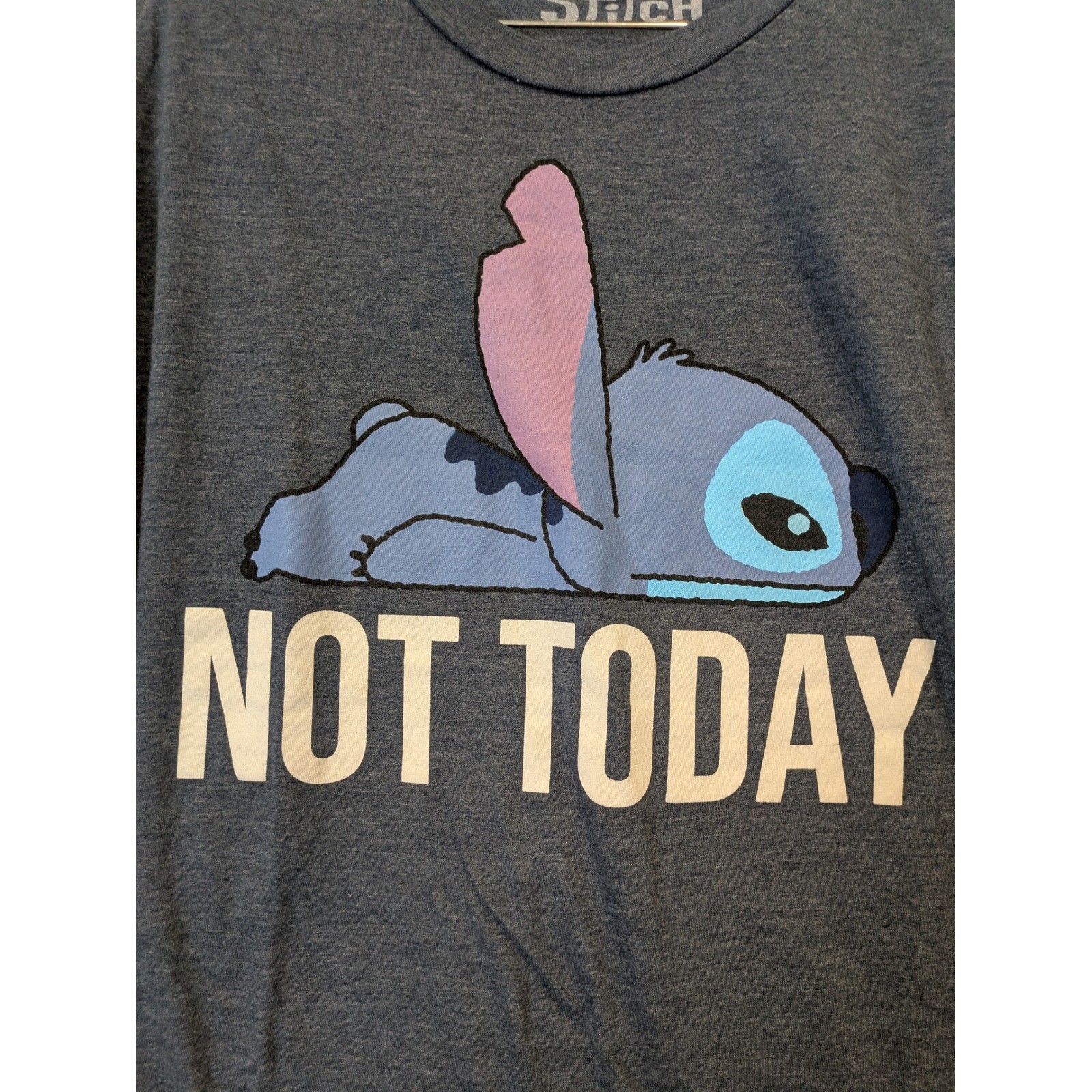 Disney Stitch Graphic T Shirt Mens Large L Gray Not Today Short Sleeve gallery