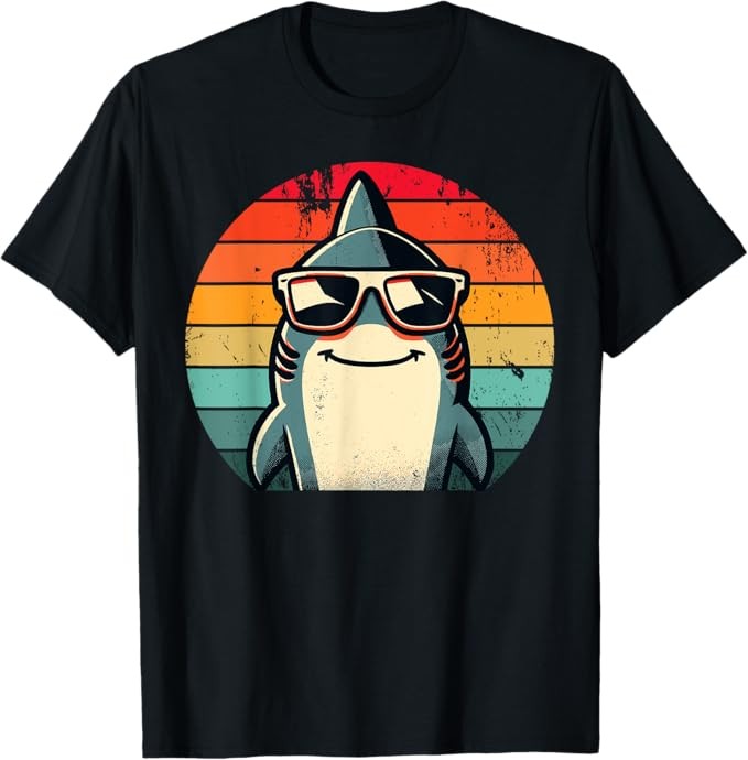 Cool Retro Shark in Sunglasses 70s 80s 90s Funny Shark T-Shirt gallery