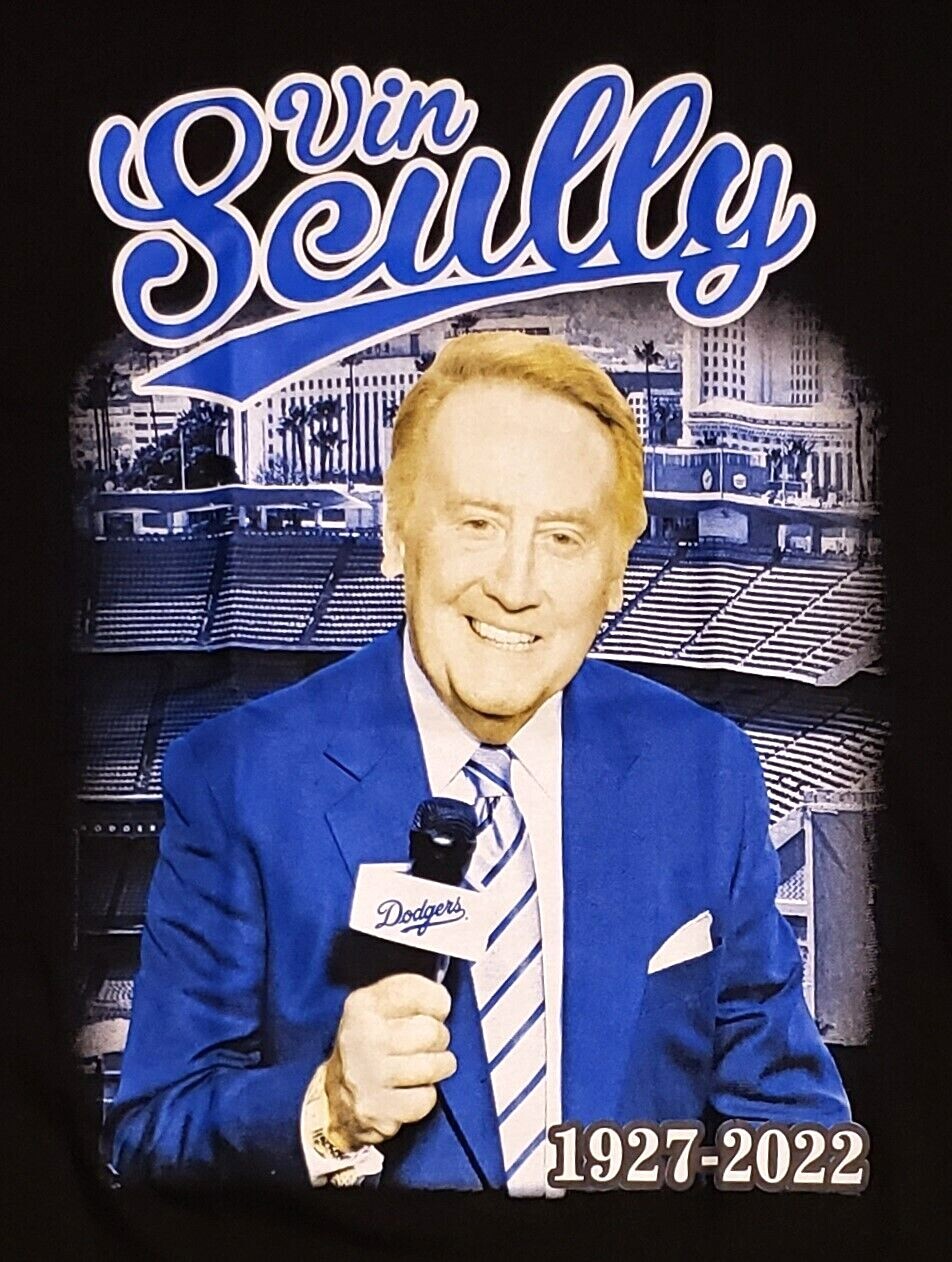 VIN SCULLY T-shirt Los Angeles Baseball LA Legend Tee Adult Men's Black New gallery