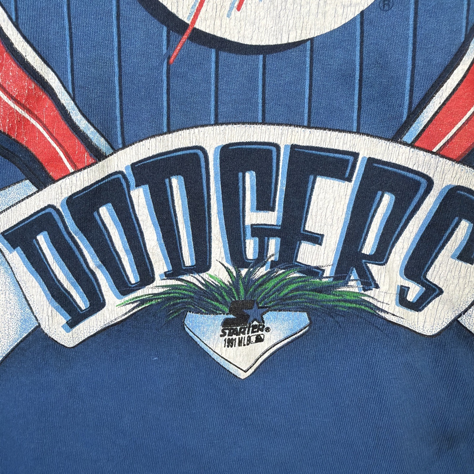 Vintage Los Angeles Dodgers Shirt Mens XL Blue Spellout 90s MLB Baseball Starter gallery