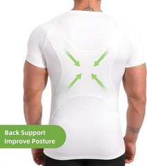 Mens Compression Undershirt Slimming Body Shaper Tummy Control Back Support
