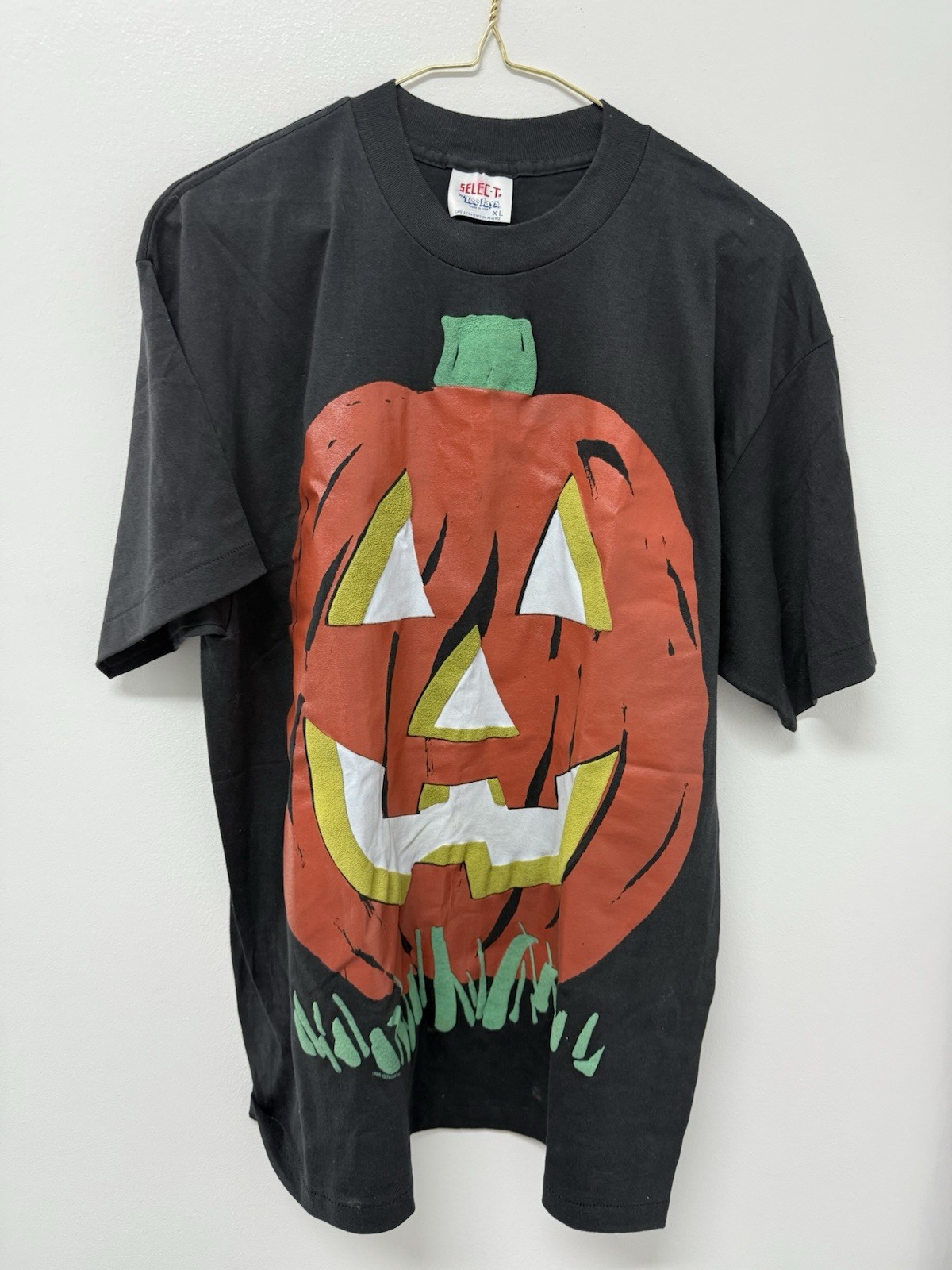 Vintage Selec-T Teejays T-Shirt Pumpkin Graphic Halloween 80s Single Stitch XL gallery