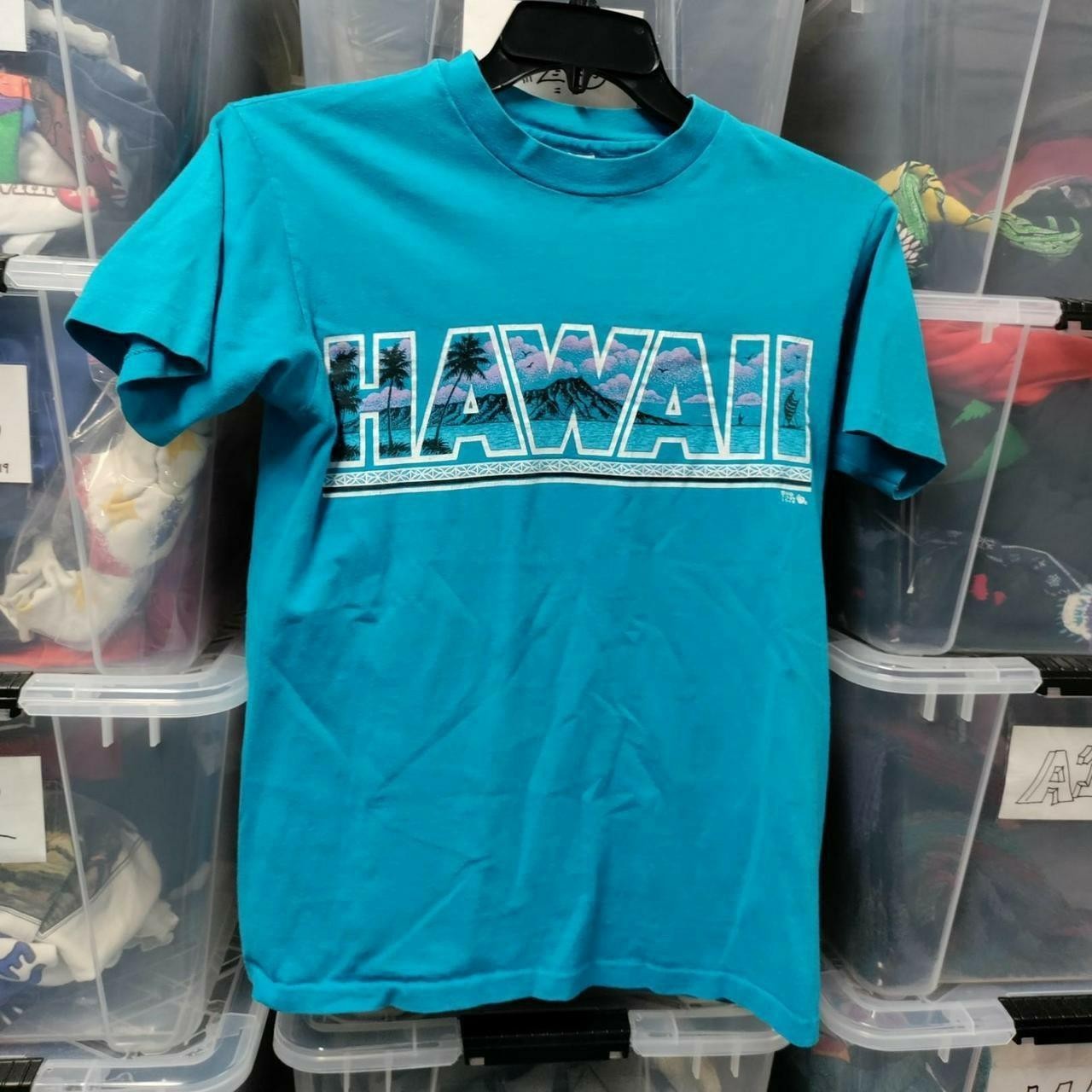 Hawaii Vtg 90s Hanes Destination Tee Teal Color A261ed gallery