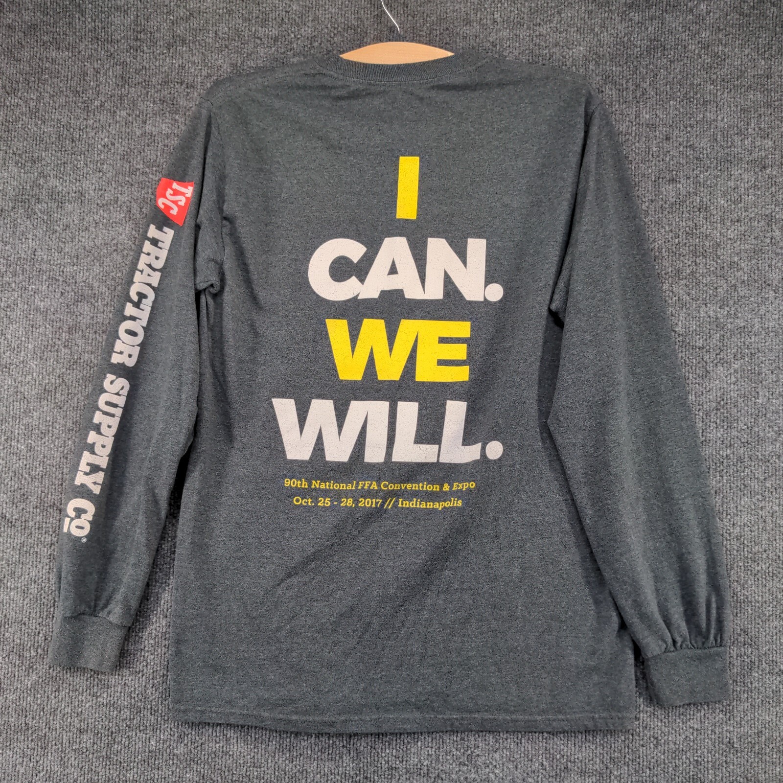 FFA Men's I Can We Will T-Shirt Gray Small Long Sleeve Crew Neck Polycotton gallery