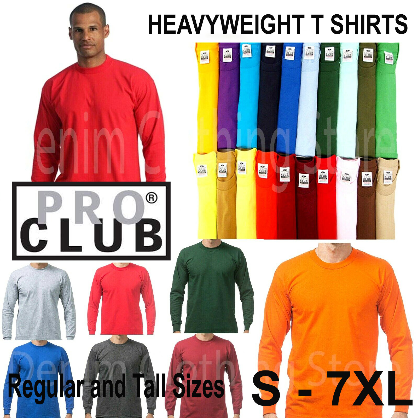 PRO CLUB MEN HEAVYWEIGHT SHIRT LONG SLEEVE PRO CLUB TEE ANY COLOR T-SHIRT S~7XL gallery