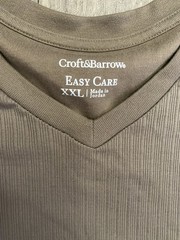 New Croft & Barrow Men Corduroy Stripped Short Sleeve Crew Neck T-Shirt Size XXL