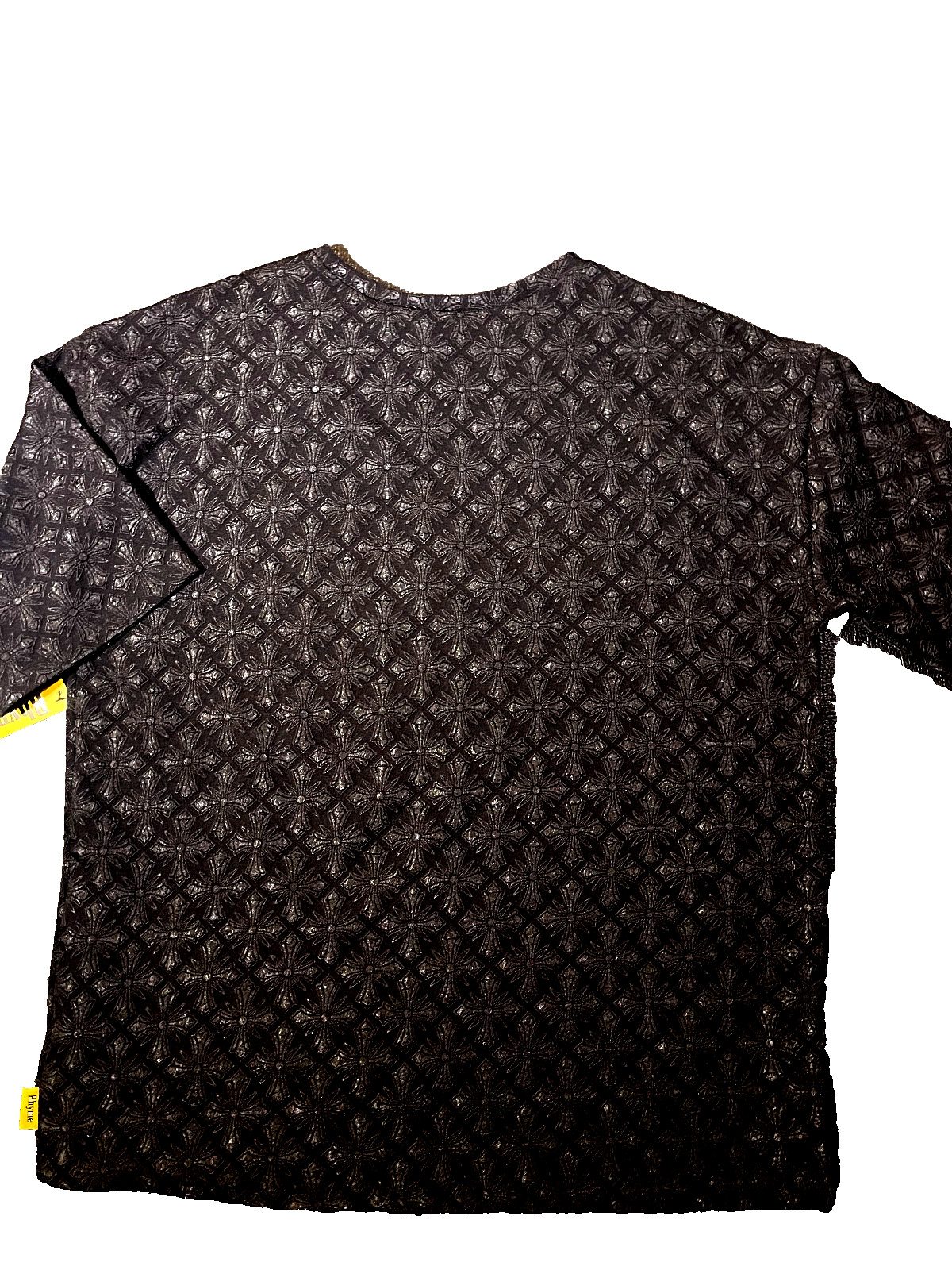 RHYME Sz M Crew Neck Texture All-Over Pattern Men's Black T-shirt gallery