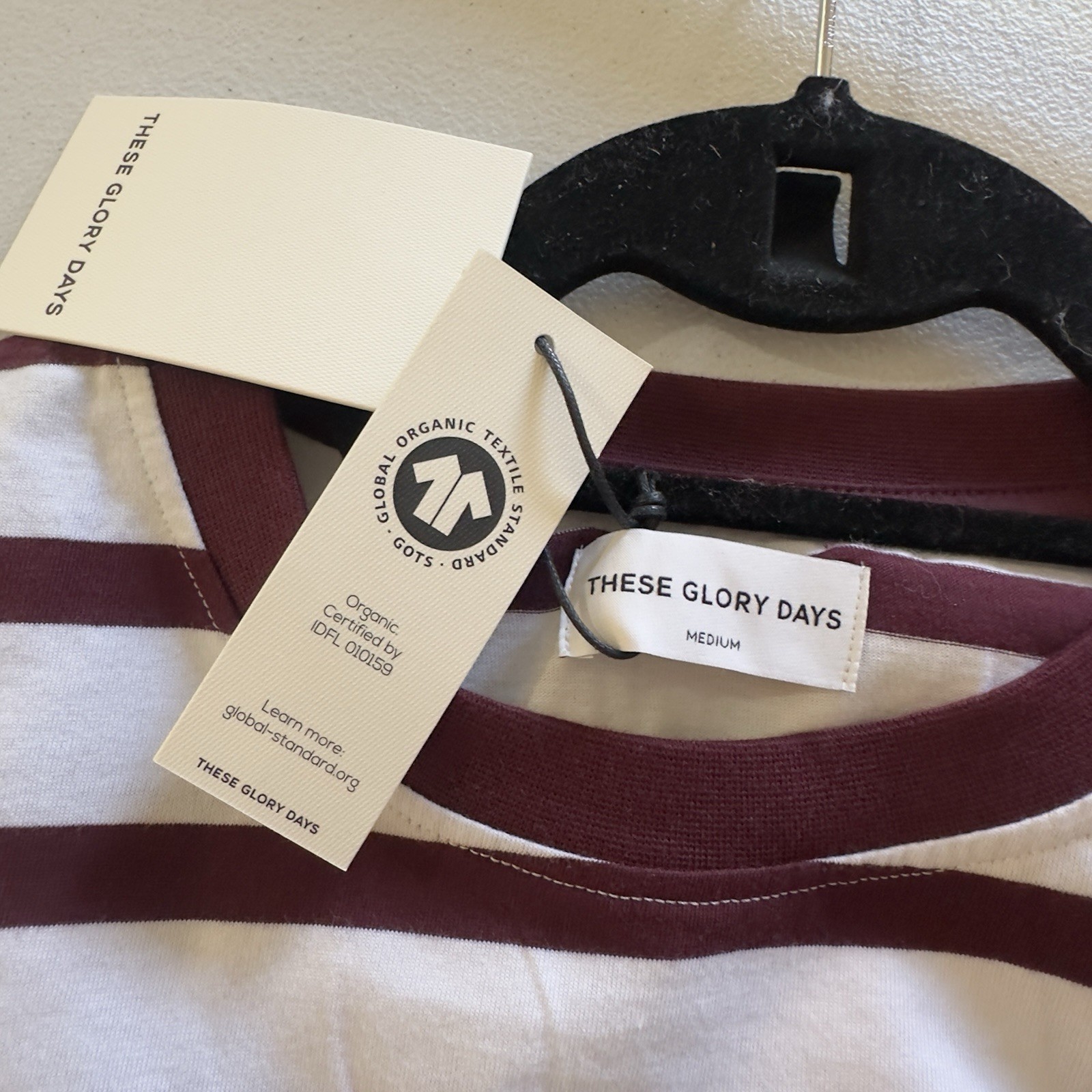 These Glory Days Scandinavia Striped T Shirt | Modern Classic | Burgundy White | gallery