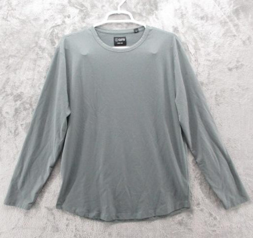 Cuts Shirt Mens Large Gray Long Sleeve Curve-Hem Pyca Pro Stretch Tee Casual