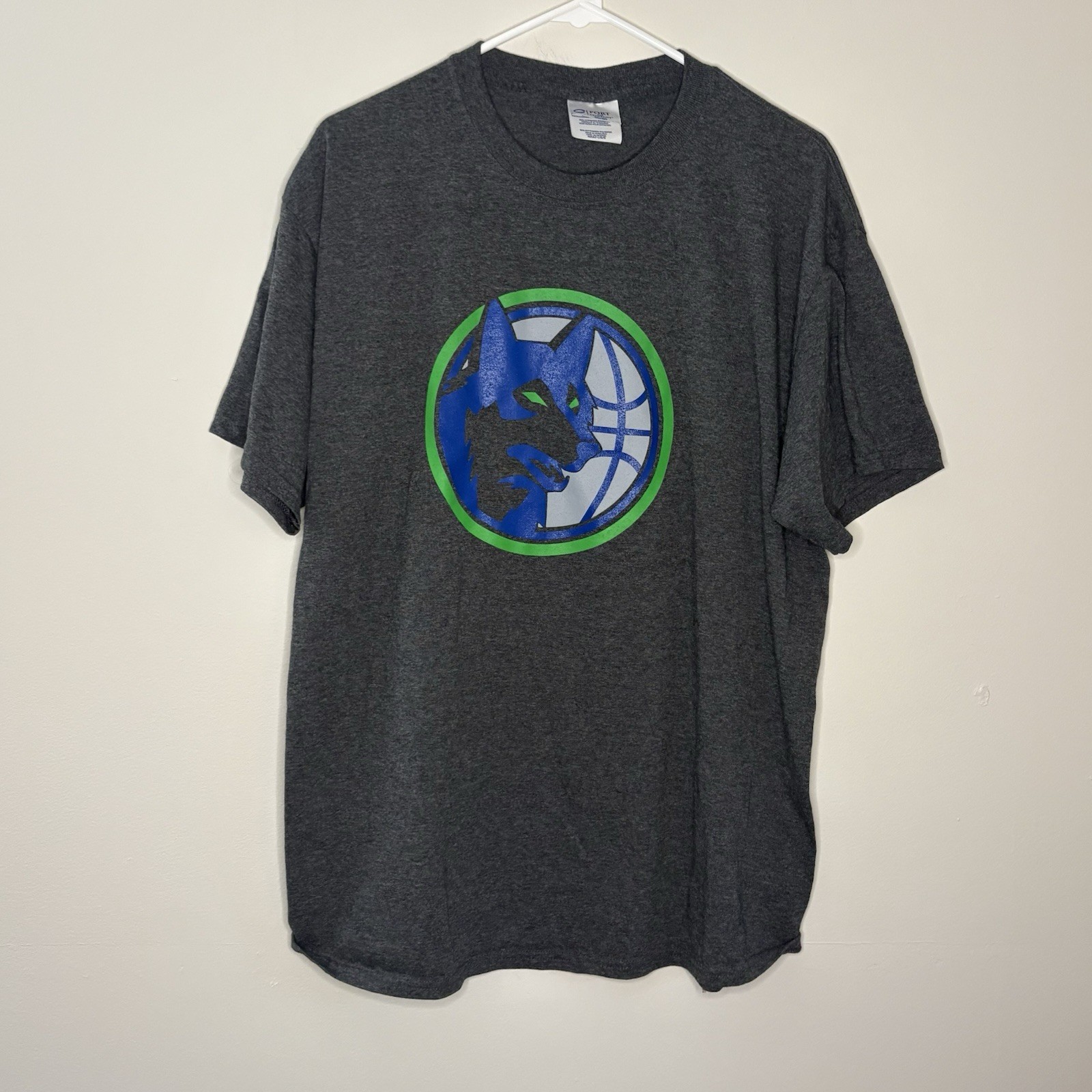 Adult Large Grey Tshirt Minnesota Timberwolves Basketball NBA Vintage Logo Y6