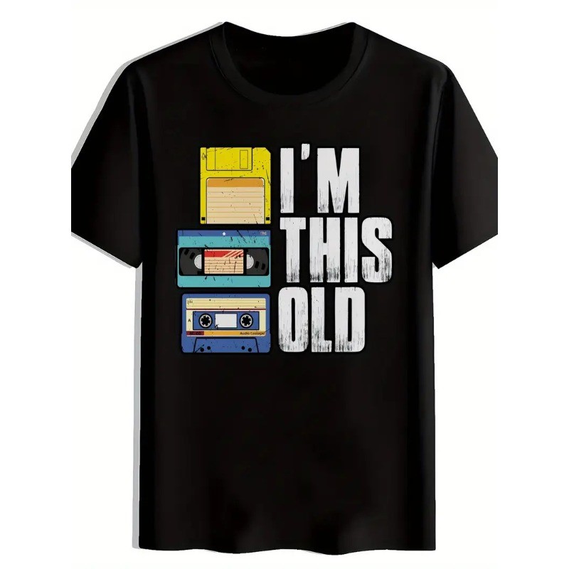 Men's Vintage "I'M THIS OLD" Cassette Graphic T-Shirt - Black Retro Music Tee gallery