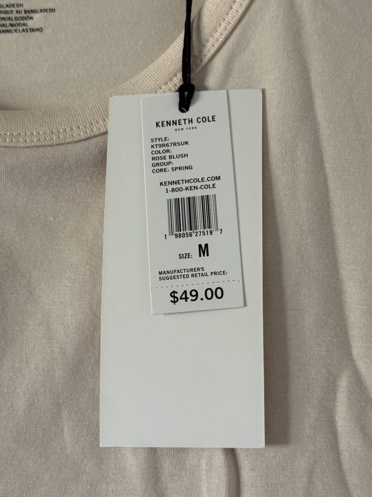 KENNETH COLE Crew Neck T-shirt Modal Blend Soft Blush Size Medium MSRP $49 gallery