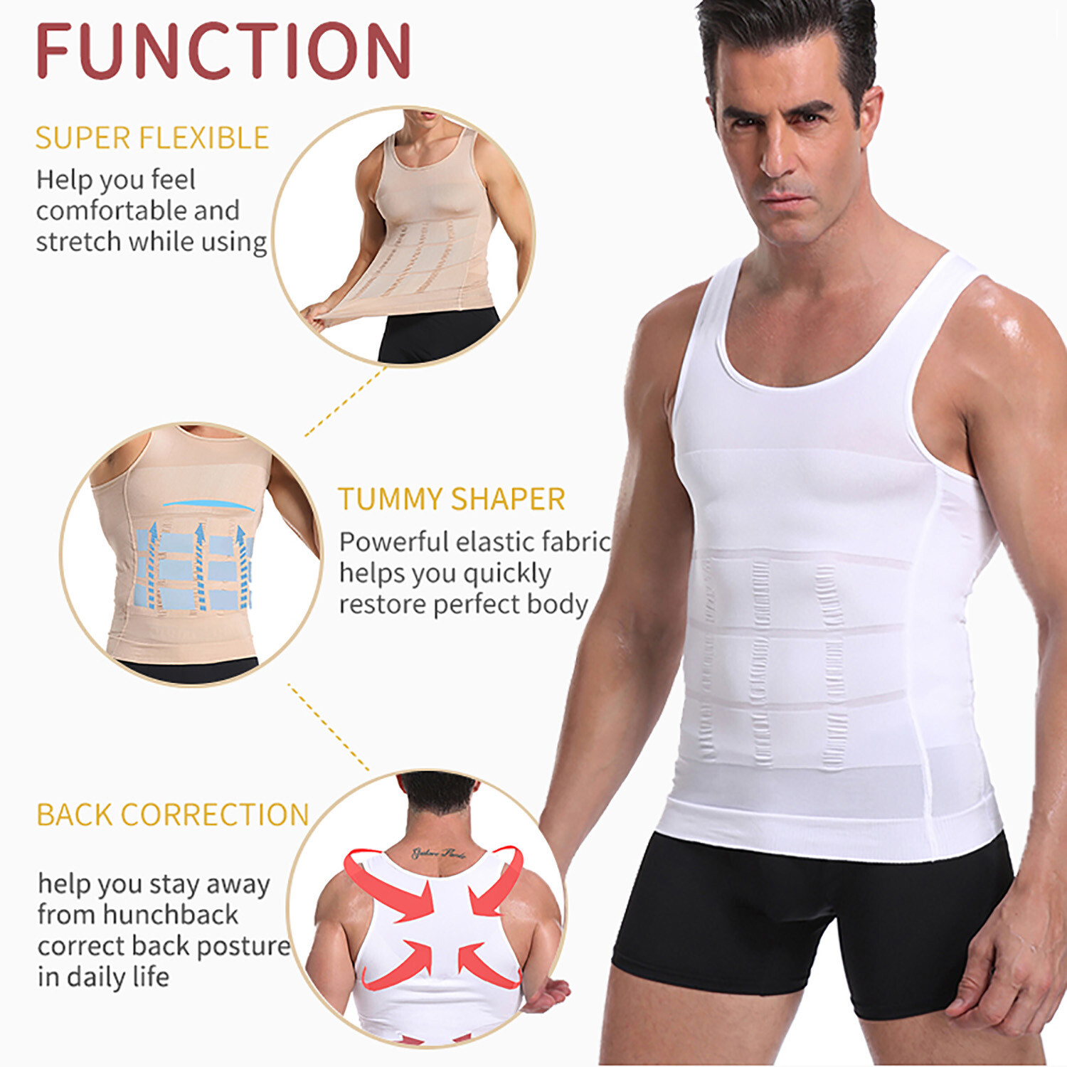 FAJAS Men Body Slimming Tummy Shaper Belly Underwear Shapewear Undershirt Vest gallery